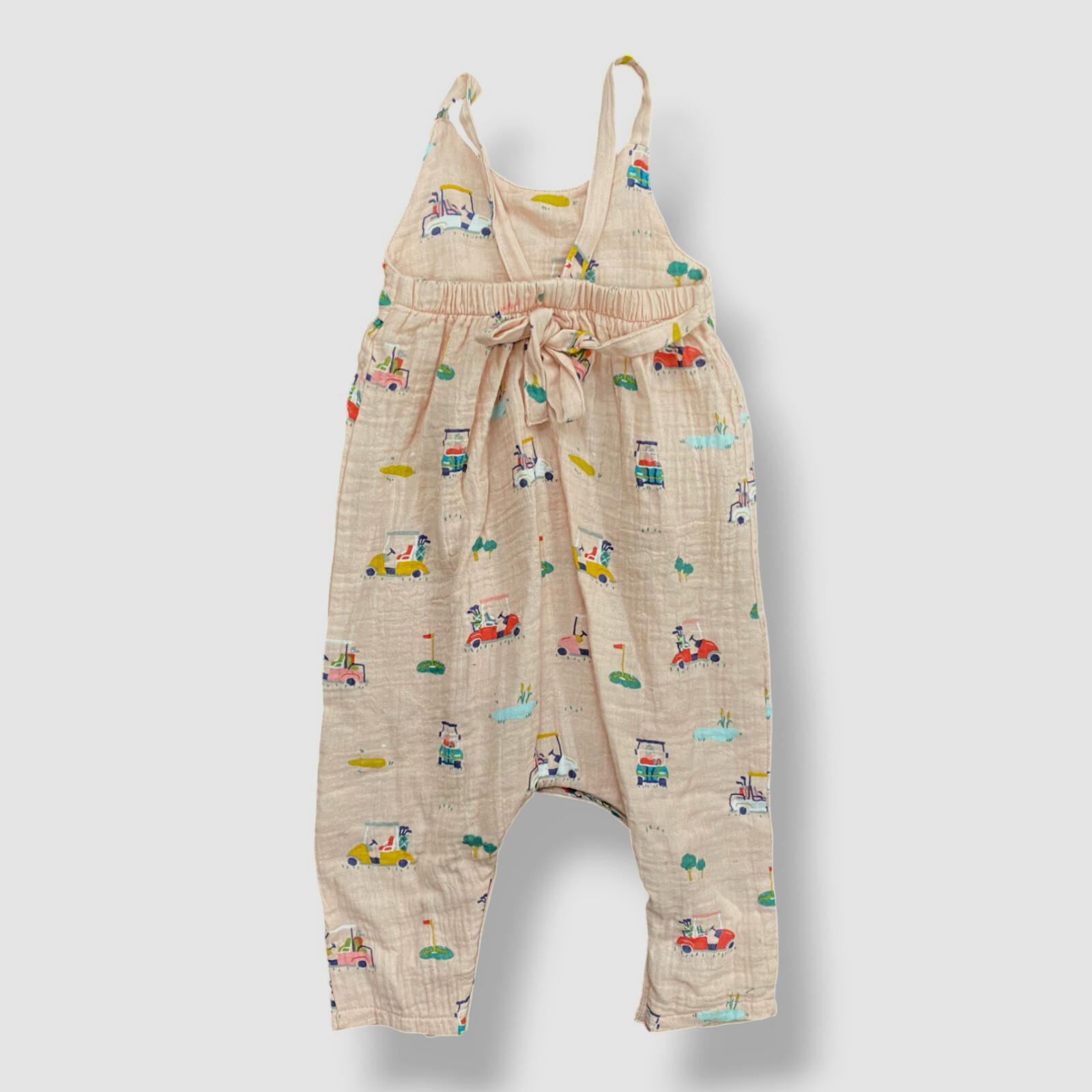 Angel Dear Baby Girl’s Pink Golf Carts Tie Back Romper & Sun Hat Set Size 12-24M