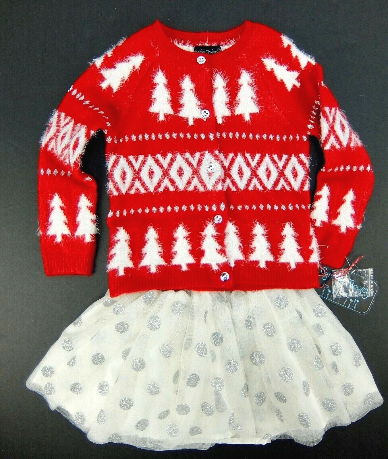Christmas Cardigan Sweater and Tulle Skirt Set Girls Size 2T Cynthia Rowley