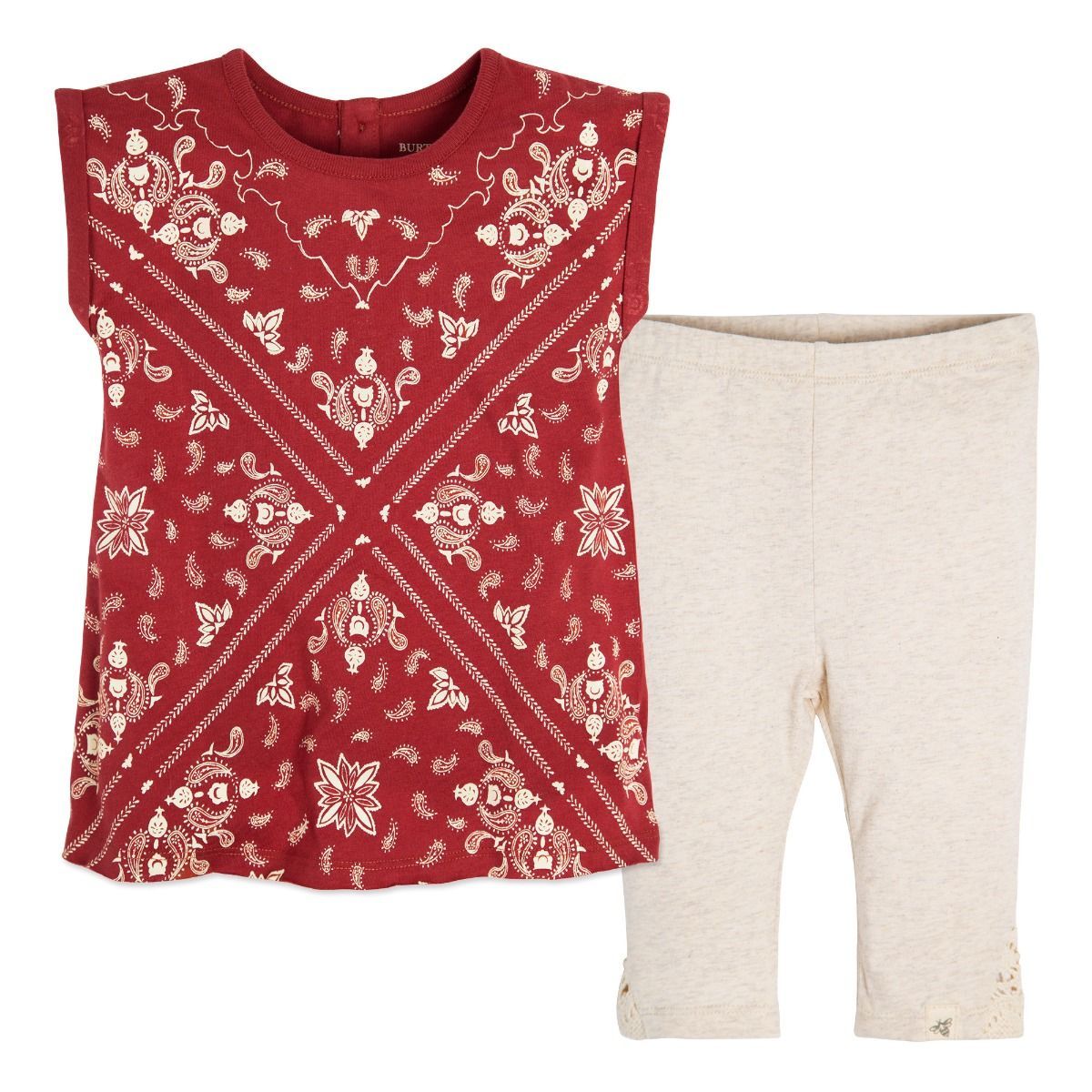 Burt’s Bees Baby Bandana Cotton Baby Tunic & Capri Legging Set Red 6-9 Month New