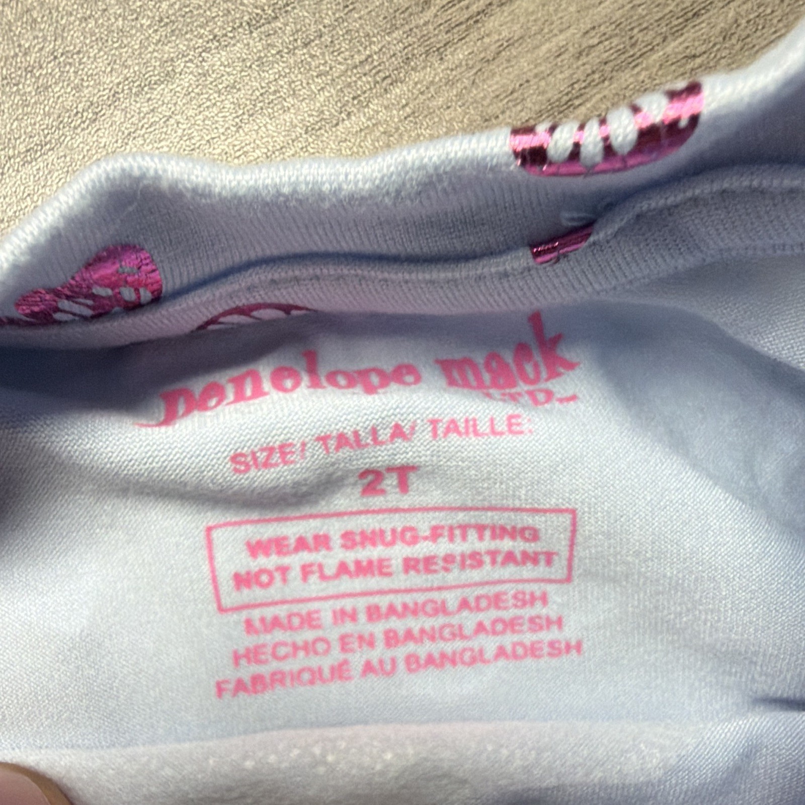 Penelope Mack Girls 2T Butterfly Pajama Set Blue Pink Tee & Pants