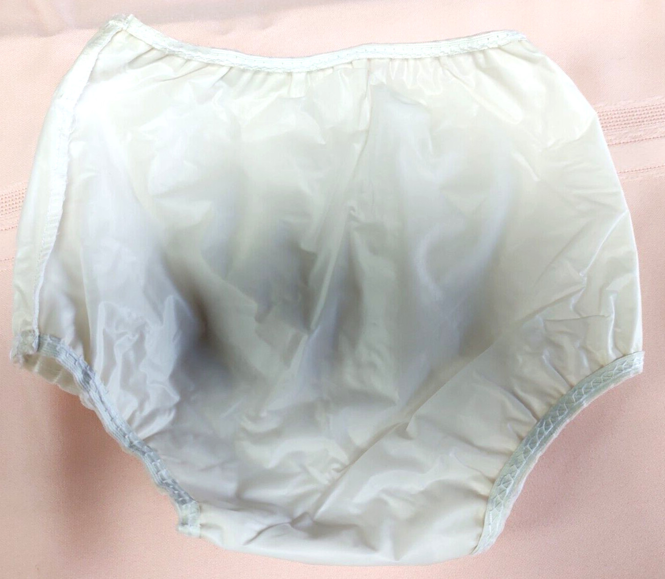 2 PC White Dress w/ Pink Trim Floral Embroidery Top & Vinyl Bottoms~Philippines