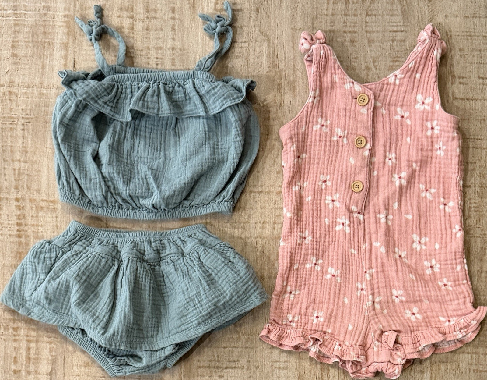 18M Toddler Girl Muslin Outfit Bundle Grayson Mini Romper Set
