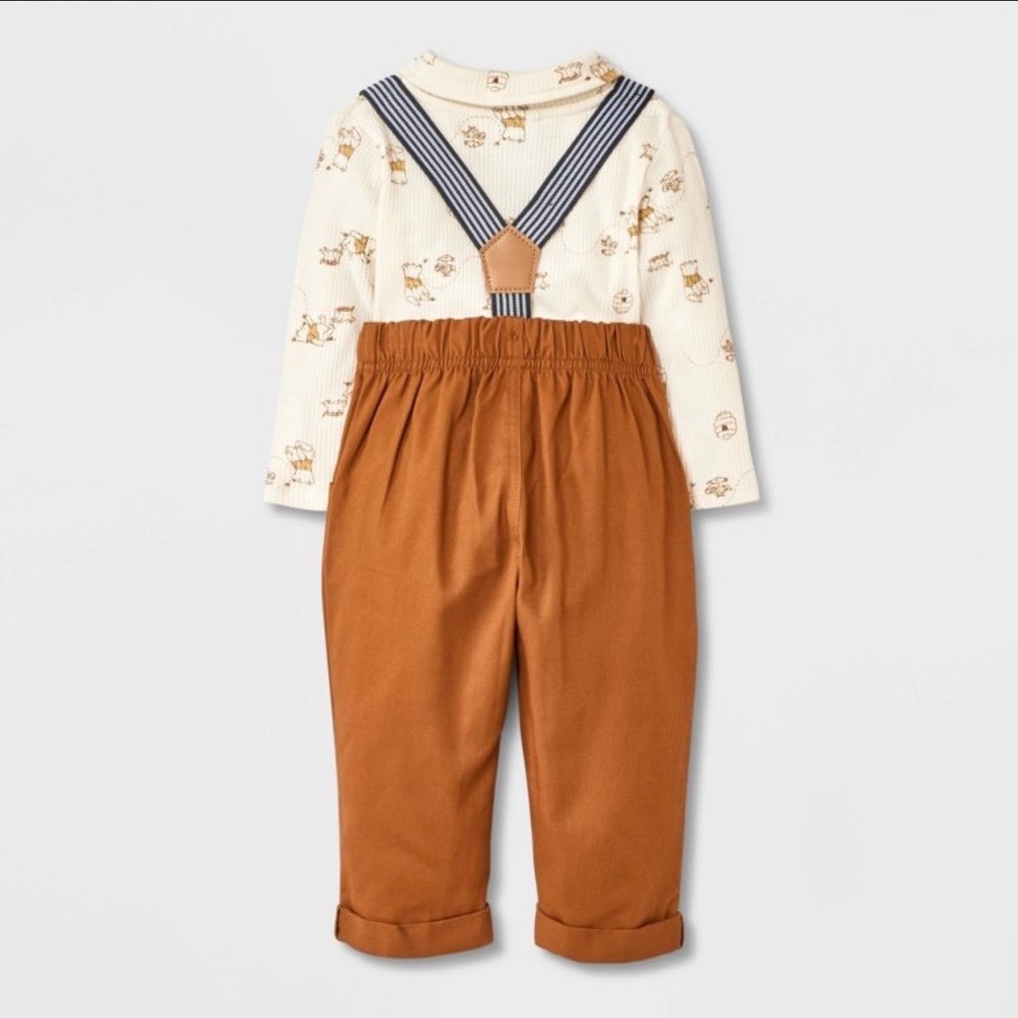 Disney Baby Winnie the Pooh Bodysuit and Pants Set Suspenders Cream Rust 12M