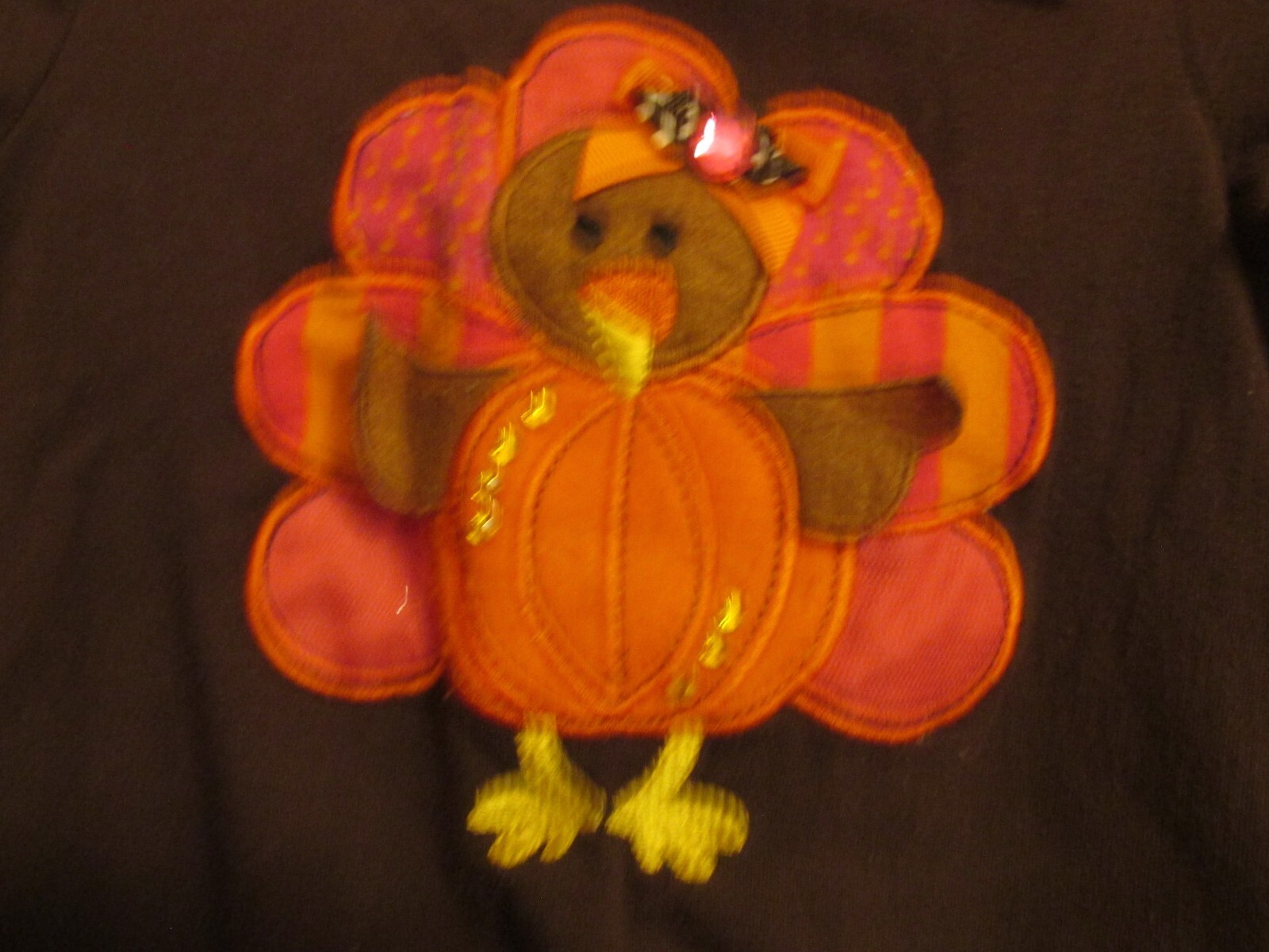 Rare Editions Girls Applique Turkey 2 Pc Pants Top Ruffles Brown Pink Orange 18M