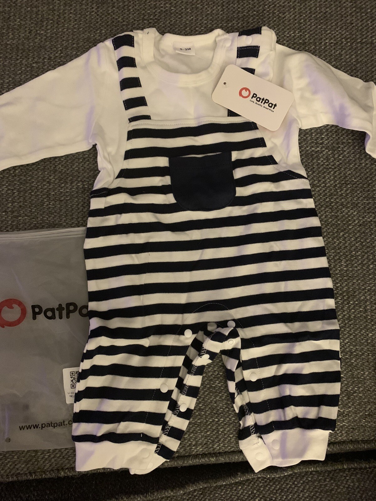 PATPAT Baby Boy Gentleman Long Sleeve Jumpsuit 0-3 MONTHS, NWT- Snap Button