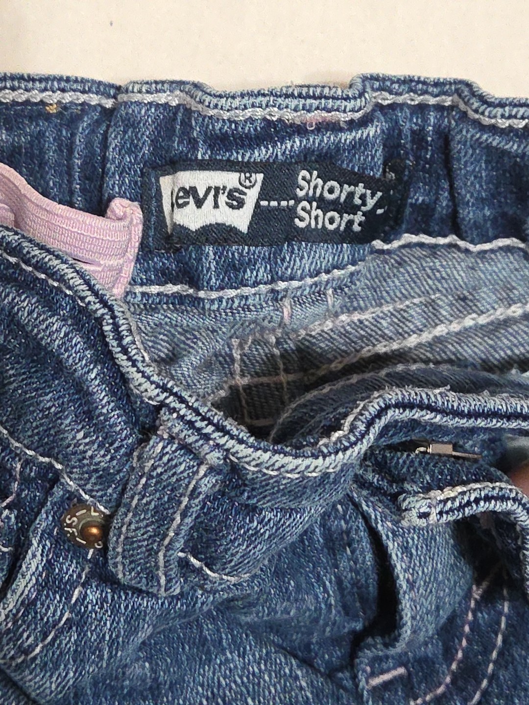 Levis Old Navy Girl Outfit Sz 2T White Babydoll Sleeveless Top Shorty Shorts Set