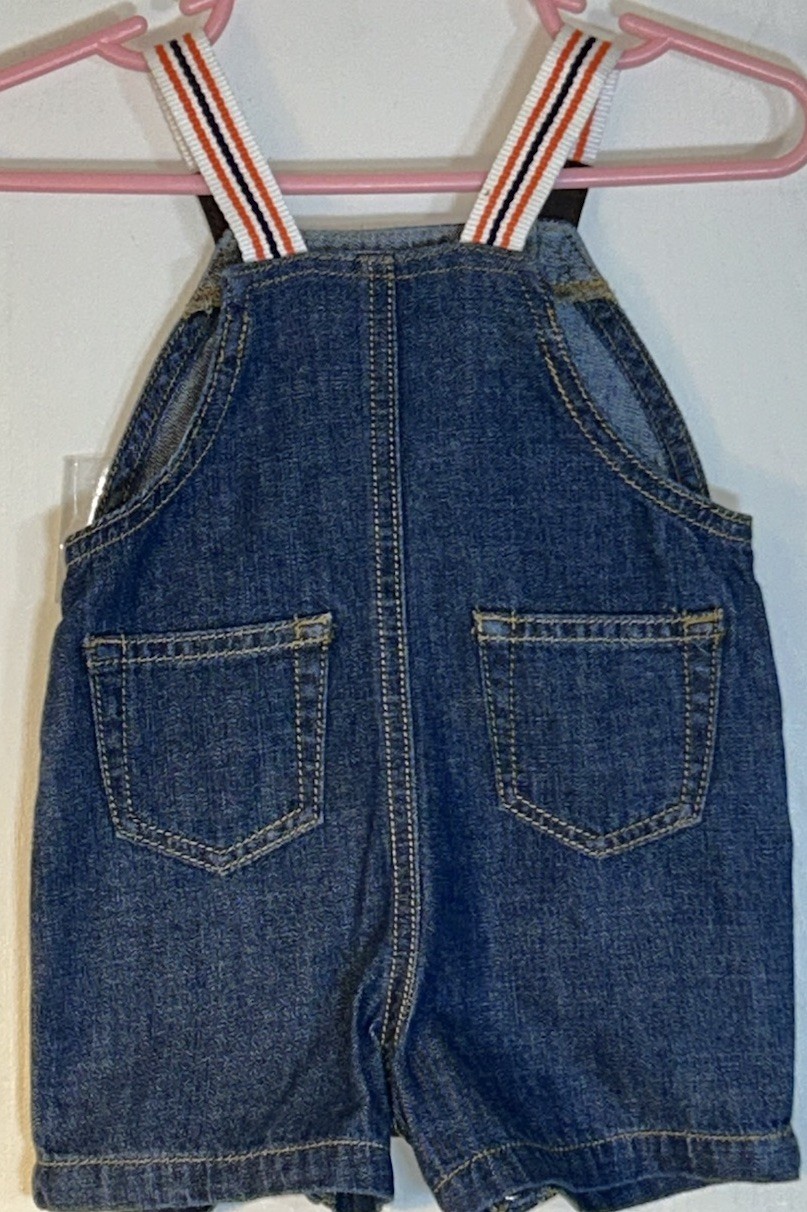 The Children’s Place Boy 3/6M 2 Piece Outfit Denim Overall Short Top Football