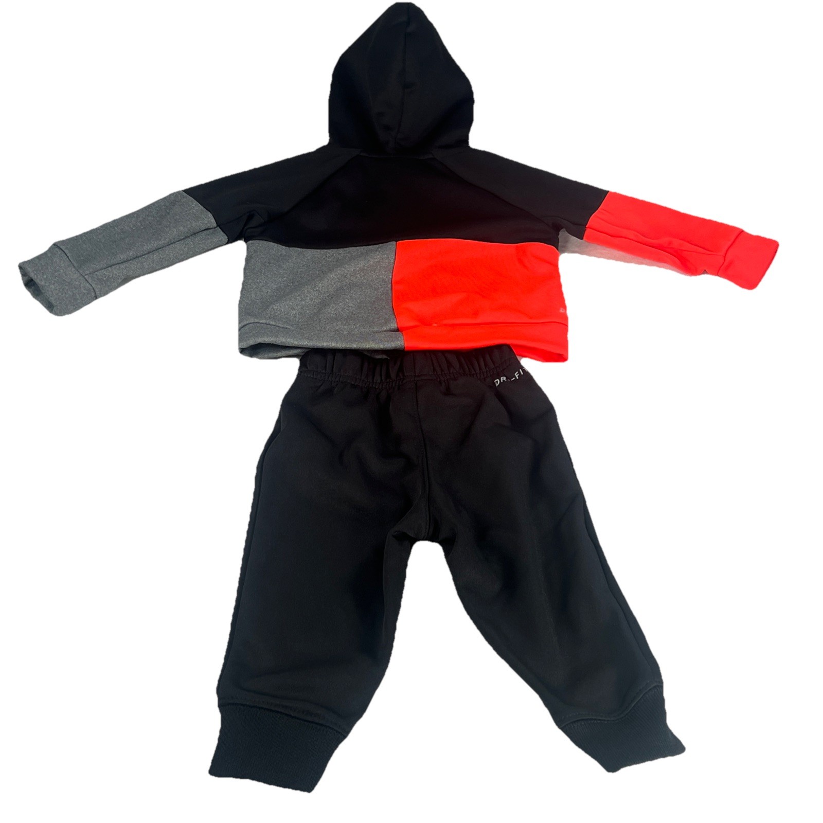 Nike: Hoodie/Long Sleeve Shirt & Sweat Pants Outfit Black Grey Orange 12 Months