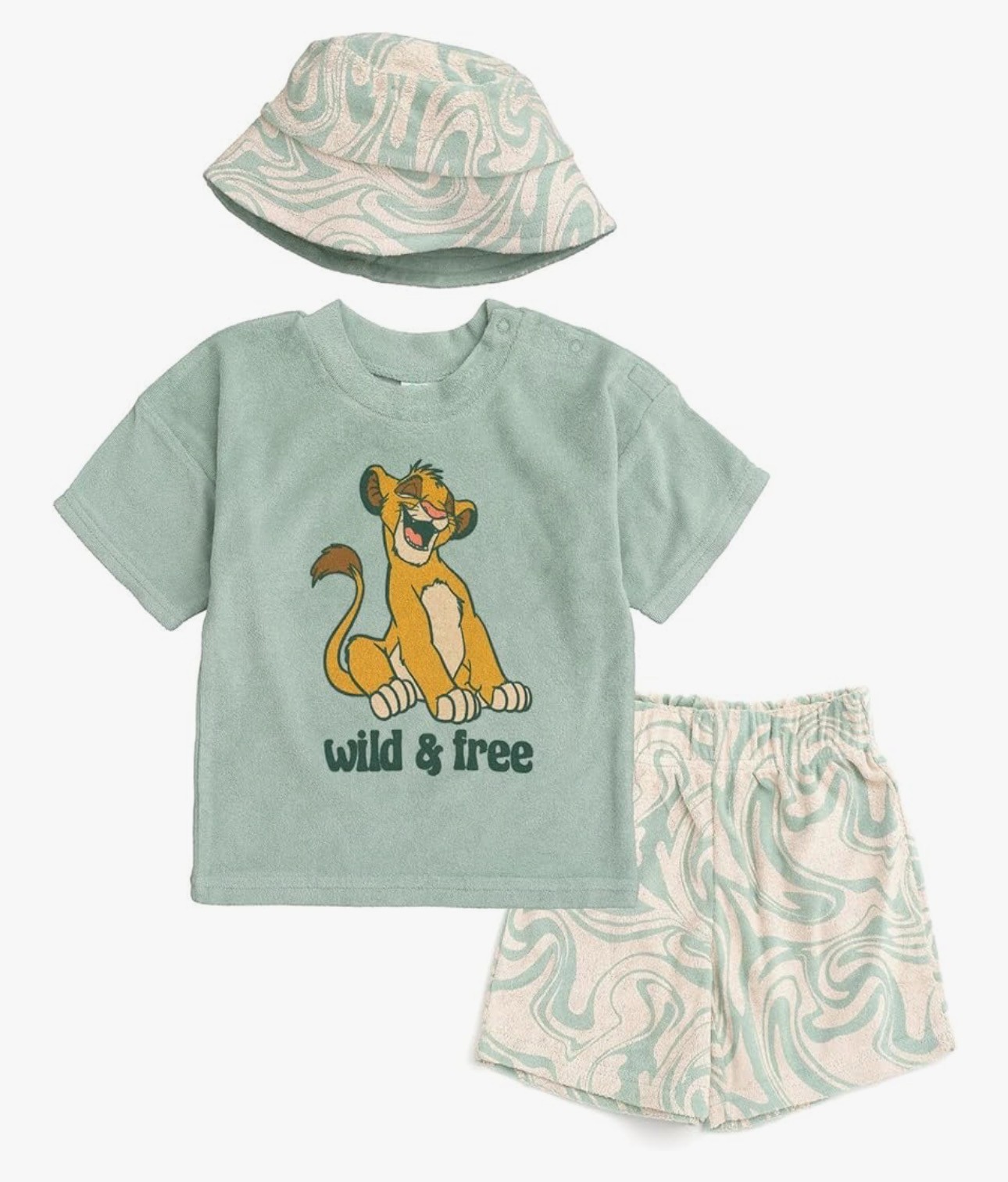 DISNEY LION KING TERRY CLOTH TEE, SHORTS & BUCKET HAT 3PC – Size 3-6
