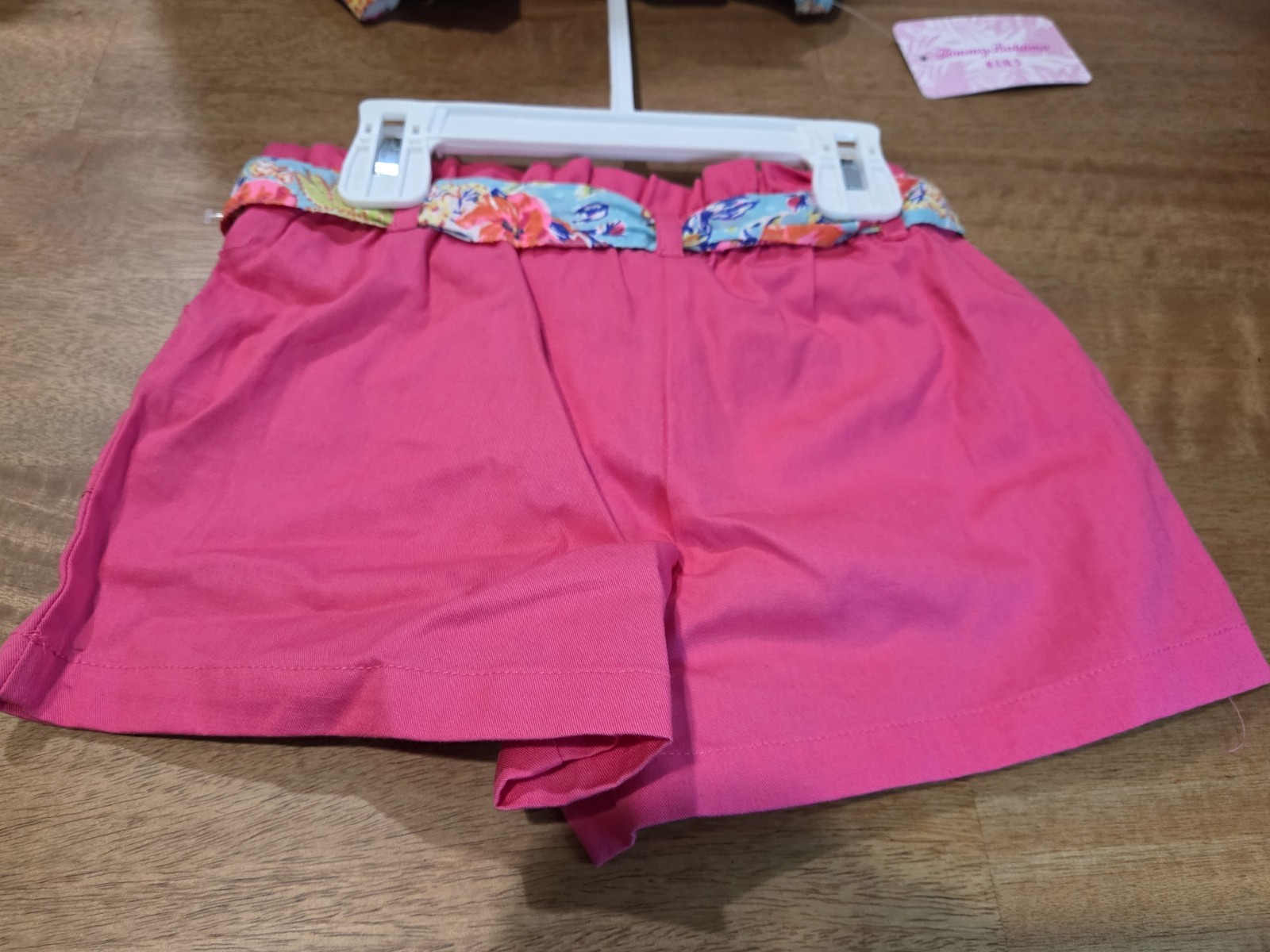 Tommy Bahama Kids 12 Mos 3pc Outfit Floral Top Pink Shorts Bow NWT