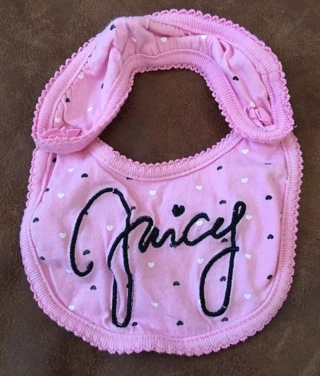 Juicy Couture Footed Coverall & Bib Set (Baby Girls 6-9 M) Pink Hearts Ruffle