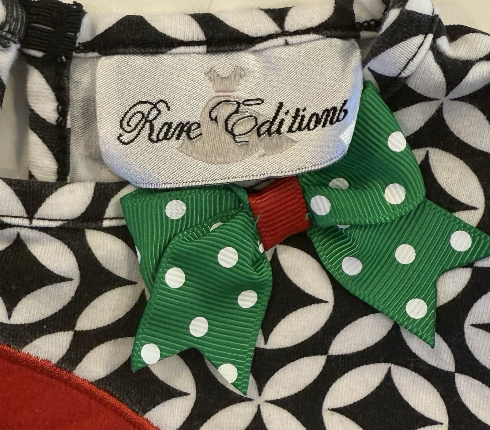 RARE EDITIONS BABY GIRLS SANTA CLAUS CHRISTMAS GEOMETRIC TOP OUTFIT Sz 9M NWOT