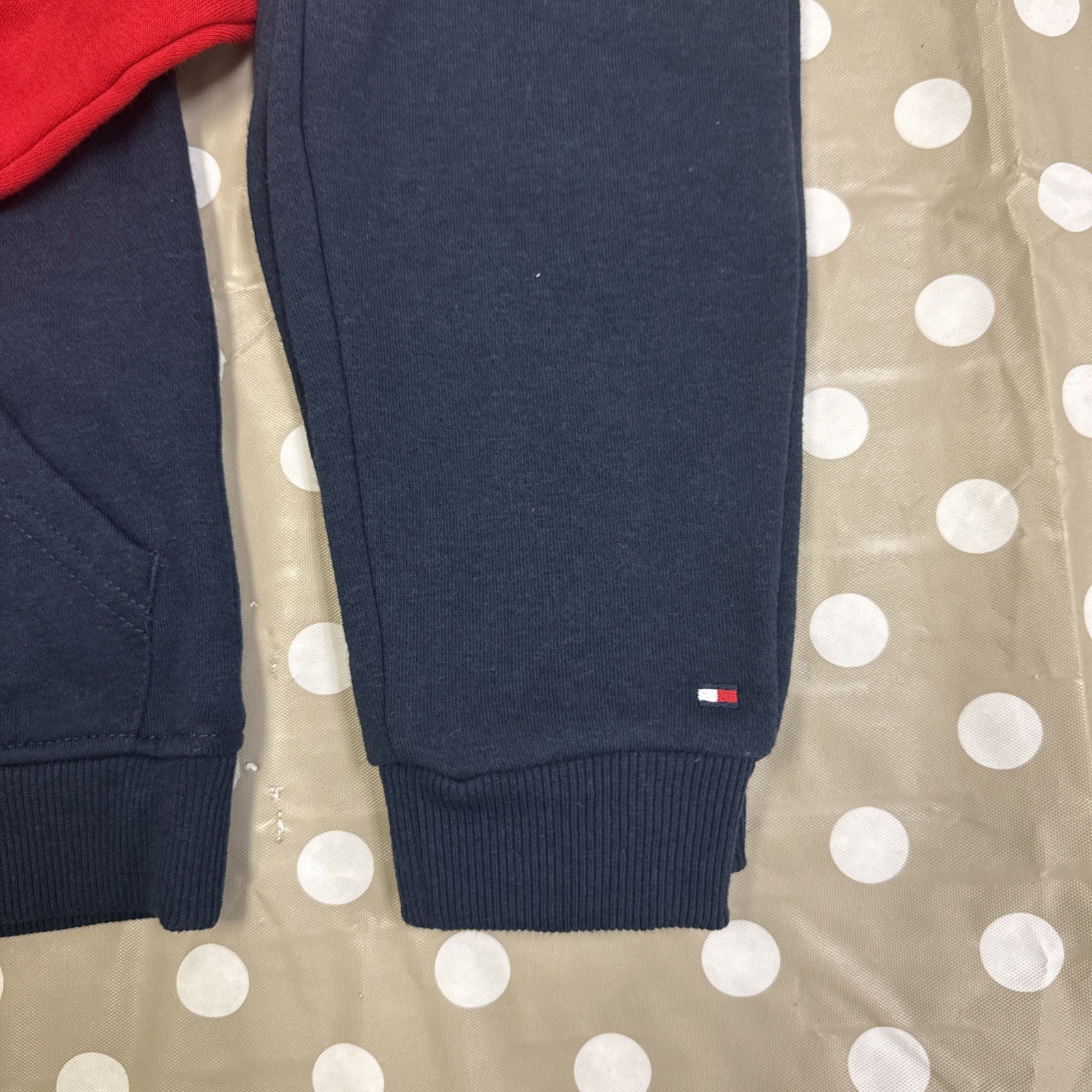 Tommy Hilfiger Jogger Set Boys 3-6 Months Navy Blue With Red Hooded With Pockets