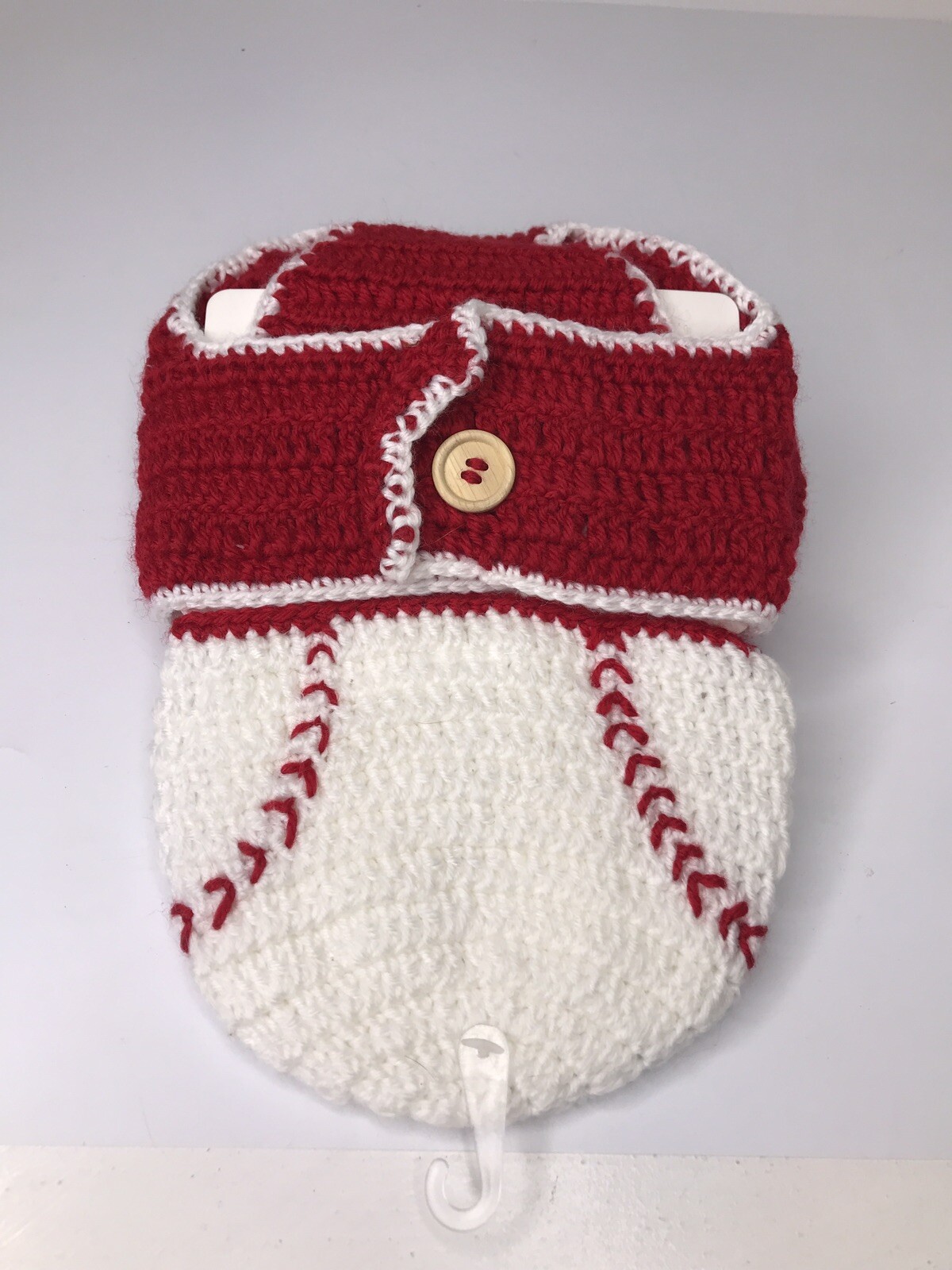 So’ Dorable Hand Crocheted Baby Baseball Photo Shoot Set Size 0-6M Red/White~NEW