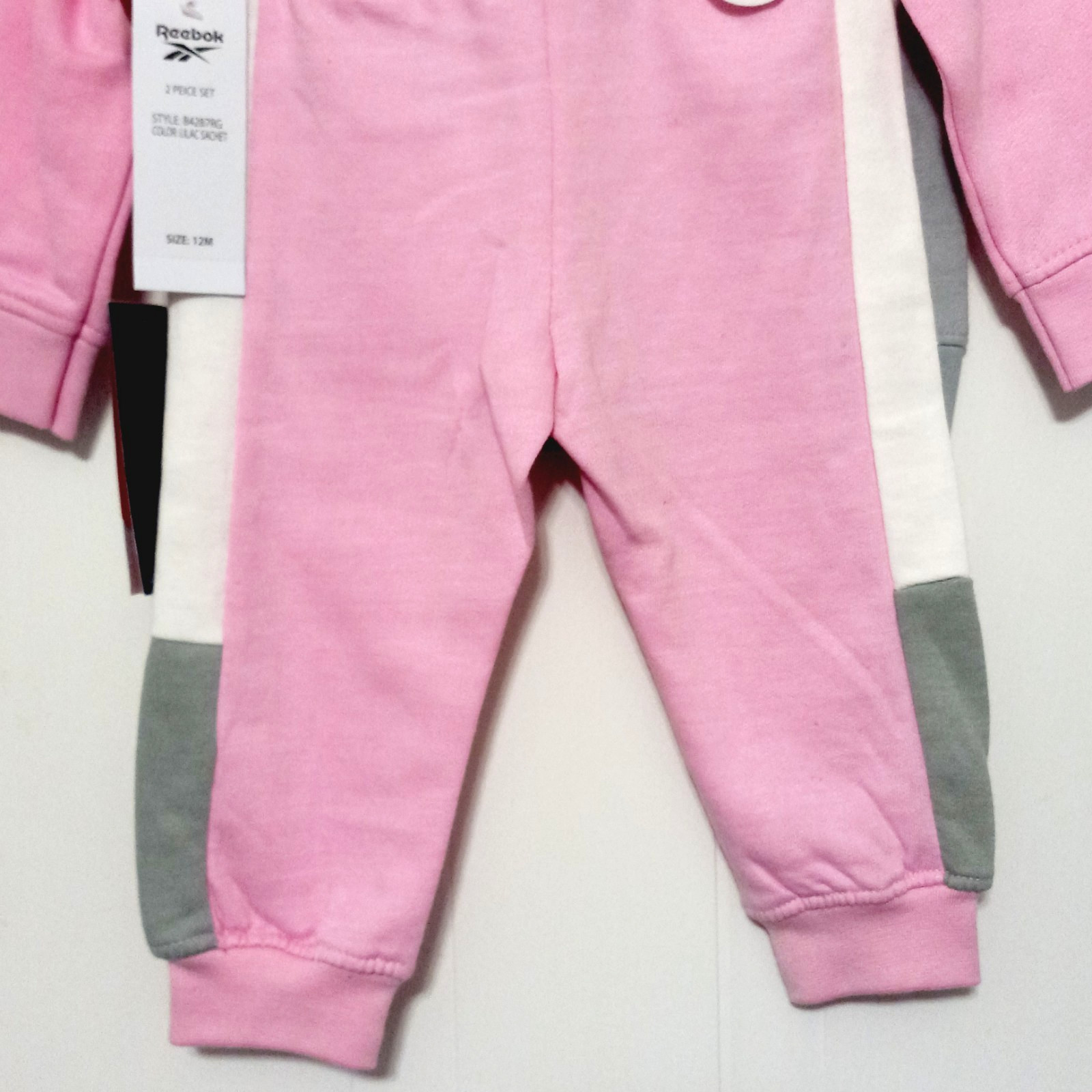 NWT Reebok Baby Girls Fleece Hooded Jogger Set 12 Months Pockets Colorblock