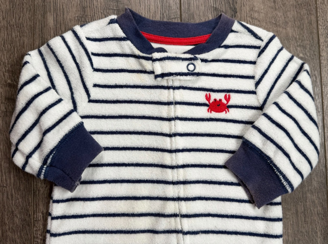 Baby Boy Clothes Carter’s 3 Month Terry Cloth Crab Footed Outfit