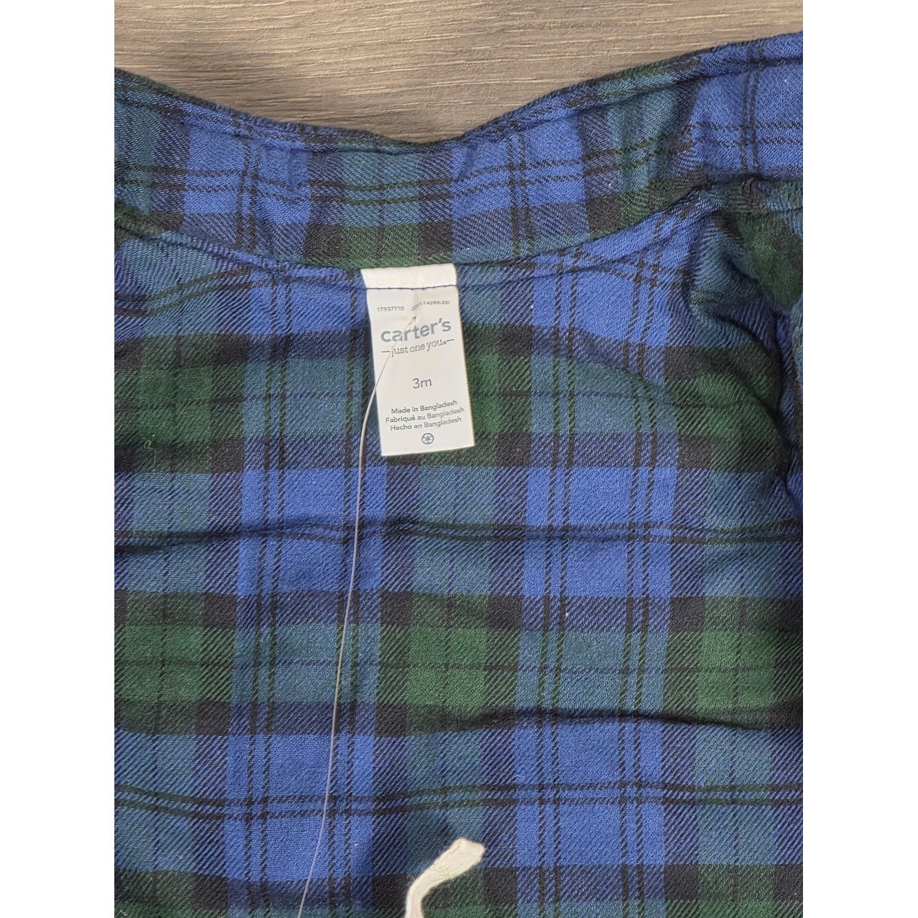Blue & Green Plaid Puffer Vest with Navy Pants Set