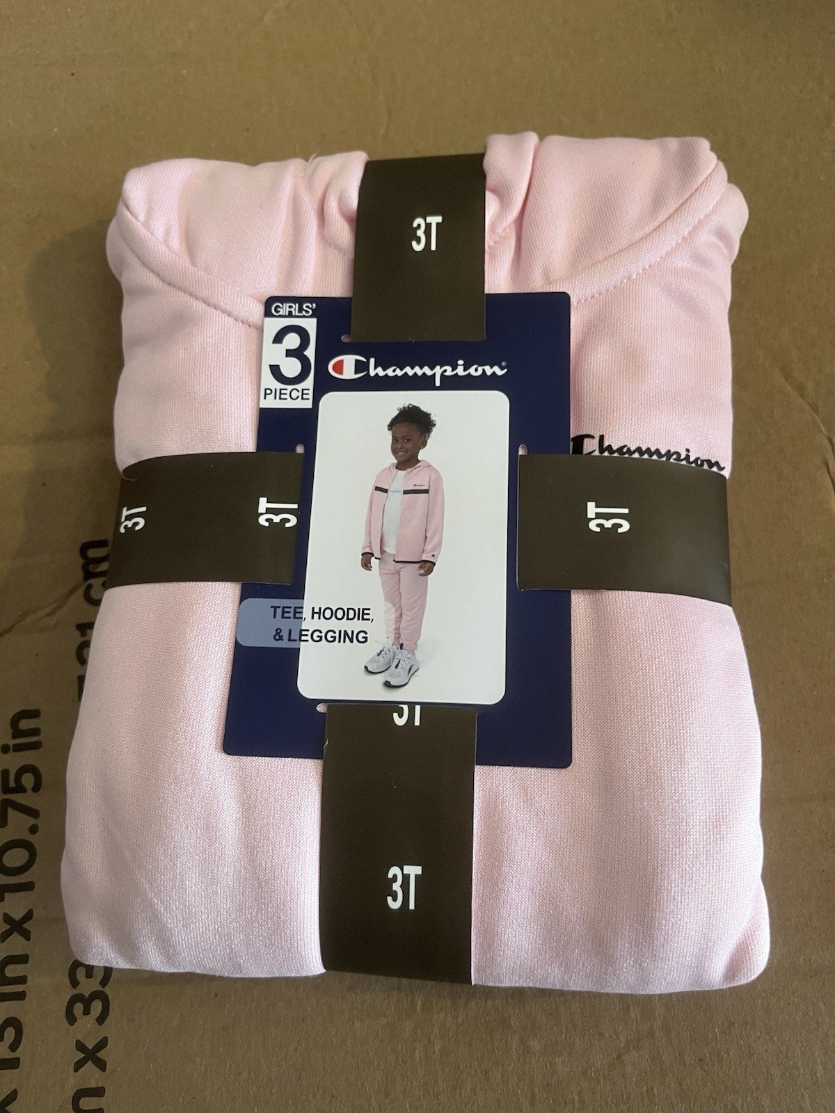 NEW-IN-PACKAGE CHAMPION TEE, HOODIE AND LEGGING SET – PINK – GIRLS 3T (TODDLER)