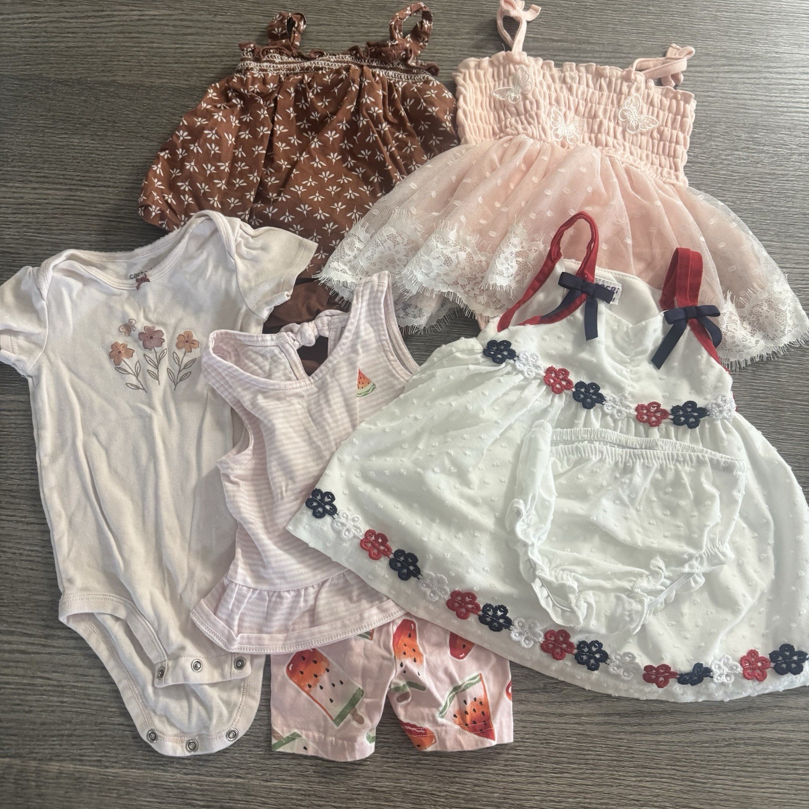 Baby Girl 6-9 Months Clothing Lot 7 Pcs Brands List In The Description