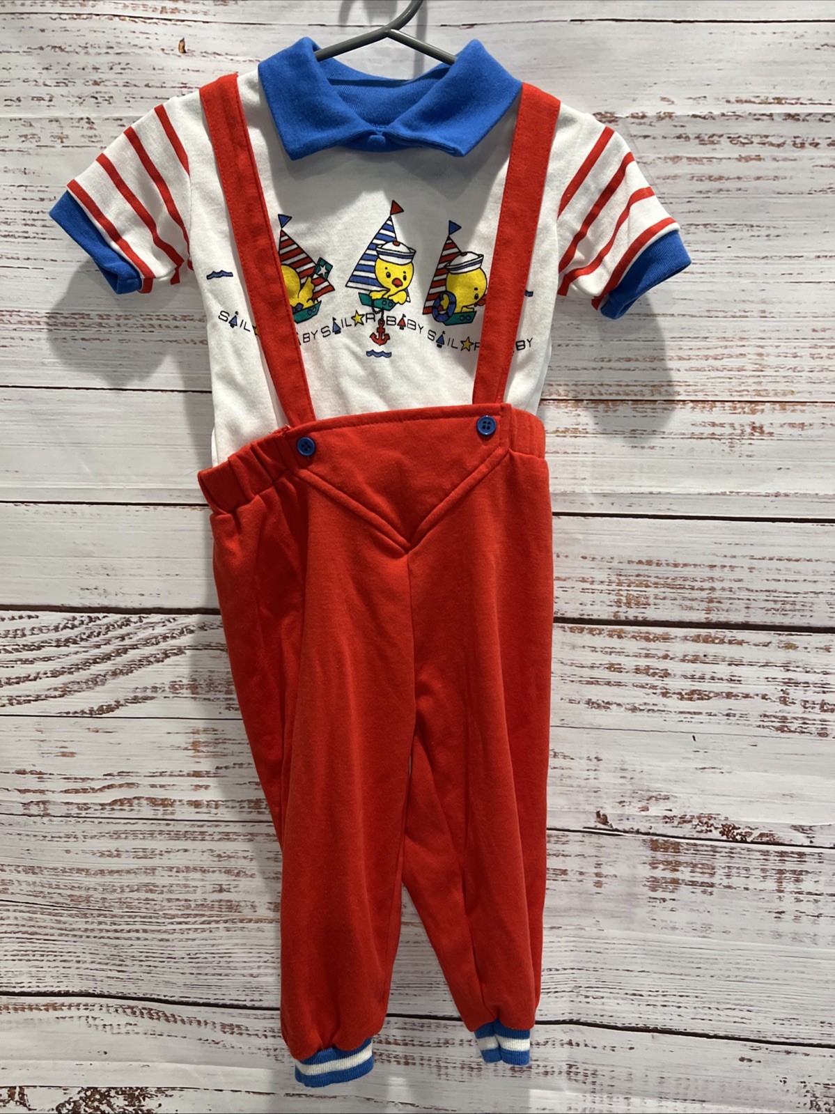 Vintage Sears Kids & More 18 Months Baby Boy – Sailor Baby Outfit Sail Boat Duck