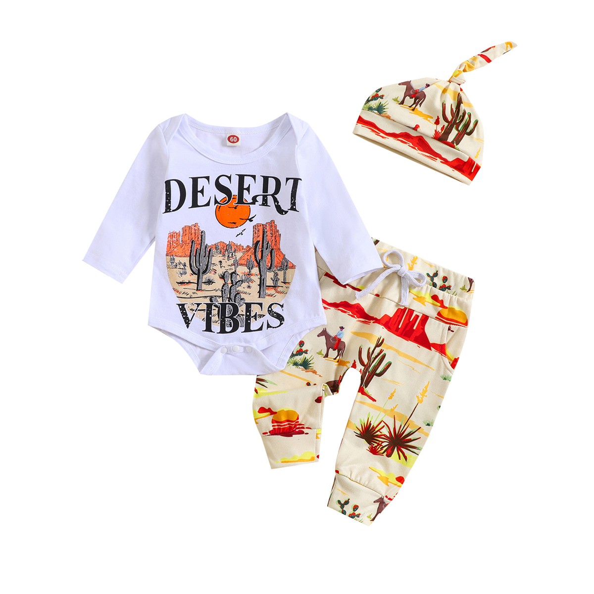 3PCS Toddler Baby Boys Girl Summer Romper Bodysuit Print Pants Hat Outfit Set
