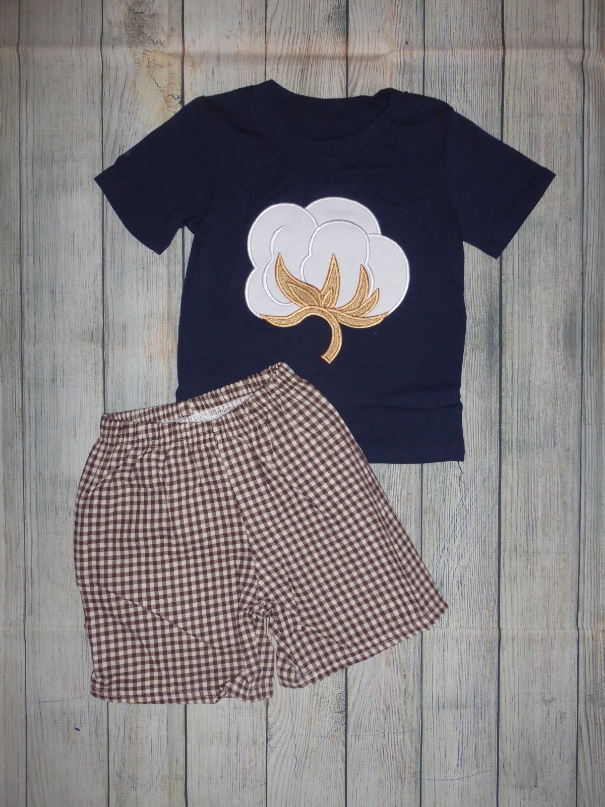 NEW Boutique Cotton Ball Fall Harvest Farm Boys Shorts Outfit Set