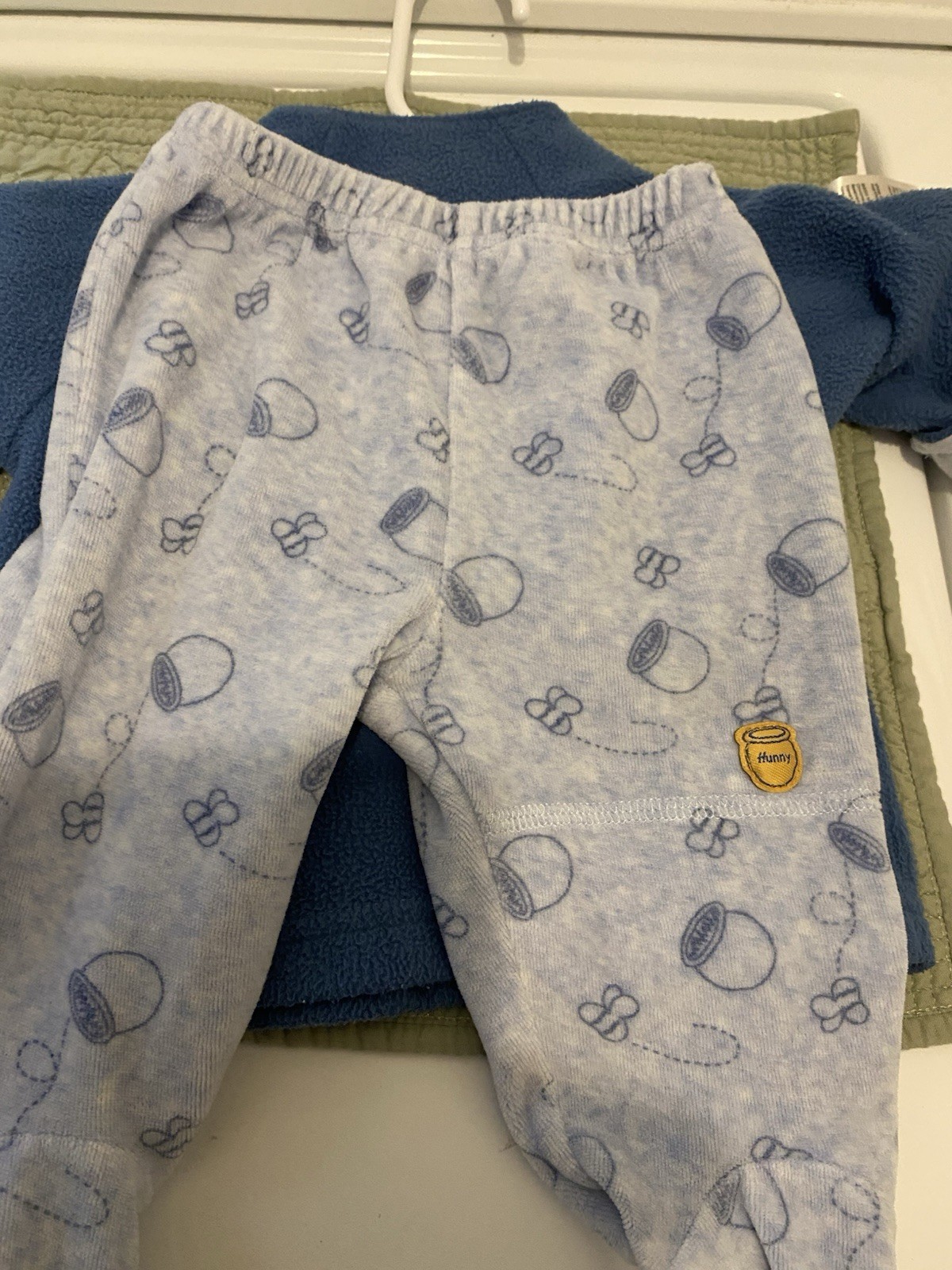 Disney Baby Boy Sincerely Pooh “2pc Fleece Set”Size 0-3 Months Blue EUC