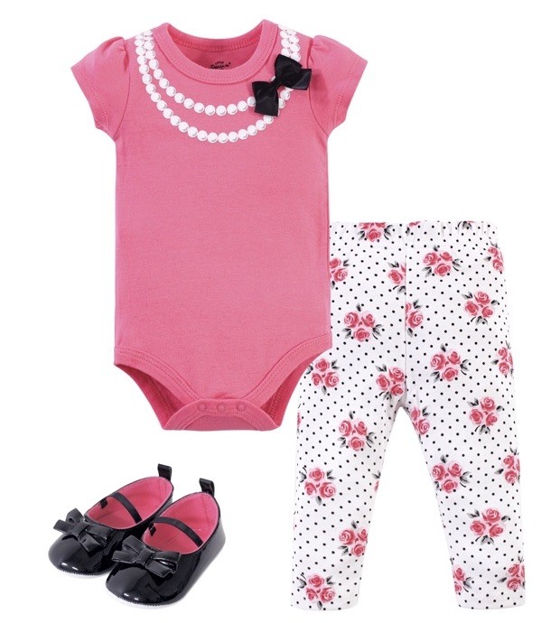 Little Treasure Baby Cotton Set With Pearl&Bow Detail Size 18M
