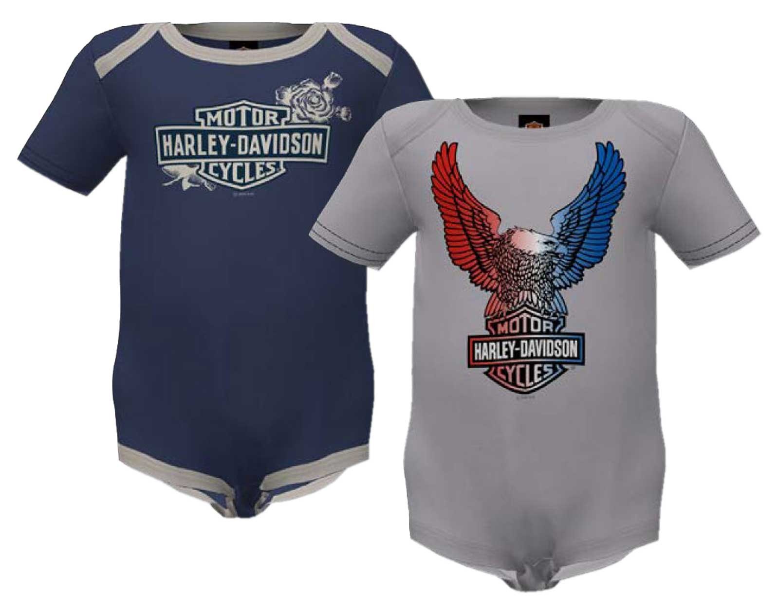 Harley-Davidson Baby Girls’ 2-Pack Foiled Eagle Rib Creeper Set (3/6M)