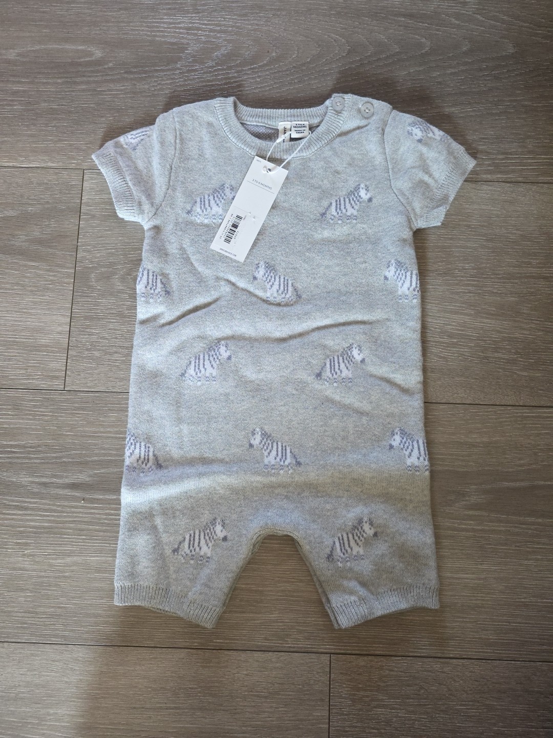 Janie & Jack Baby Zebra Sweater One-Piece 3-6M Gray