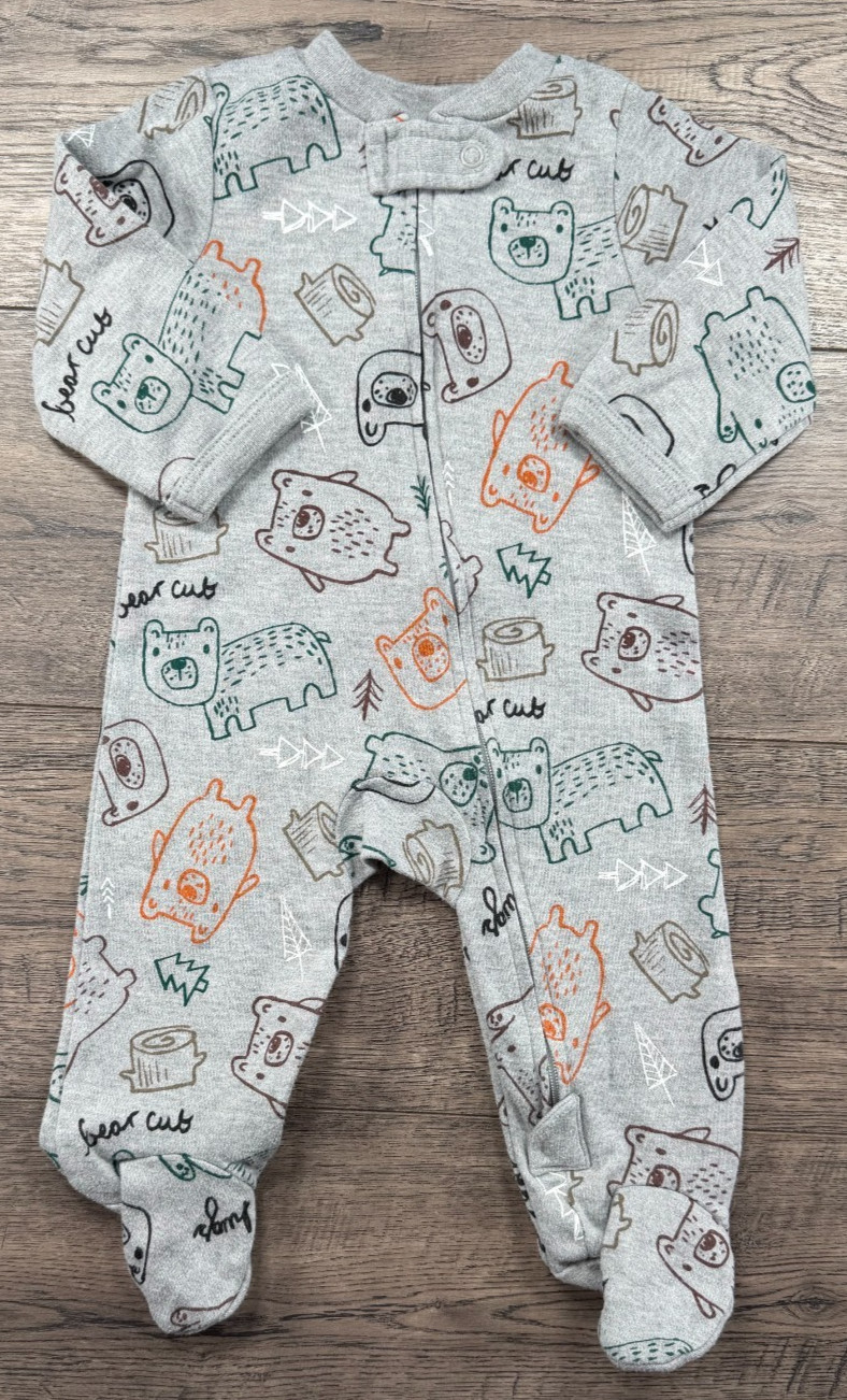 Baby Boy Clothes Lullaby 0-3 Month Gray Animals Footed Outfit