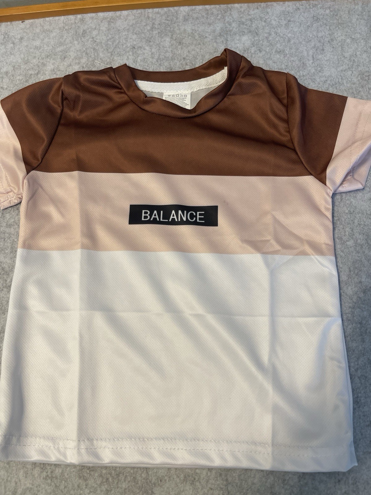 2pc Brown/White Colorblock Shorts Set T-Shirt & Shorts 3-4Y Polyester