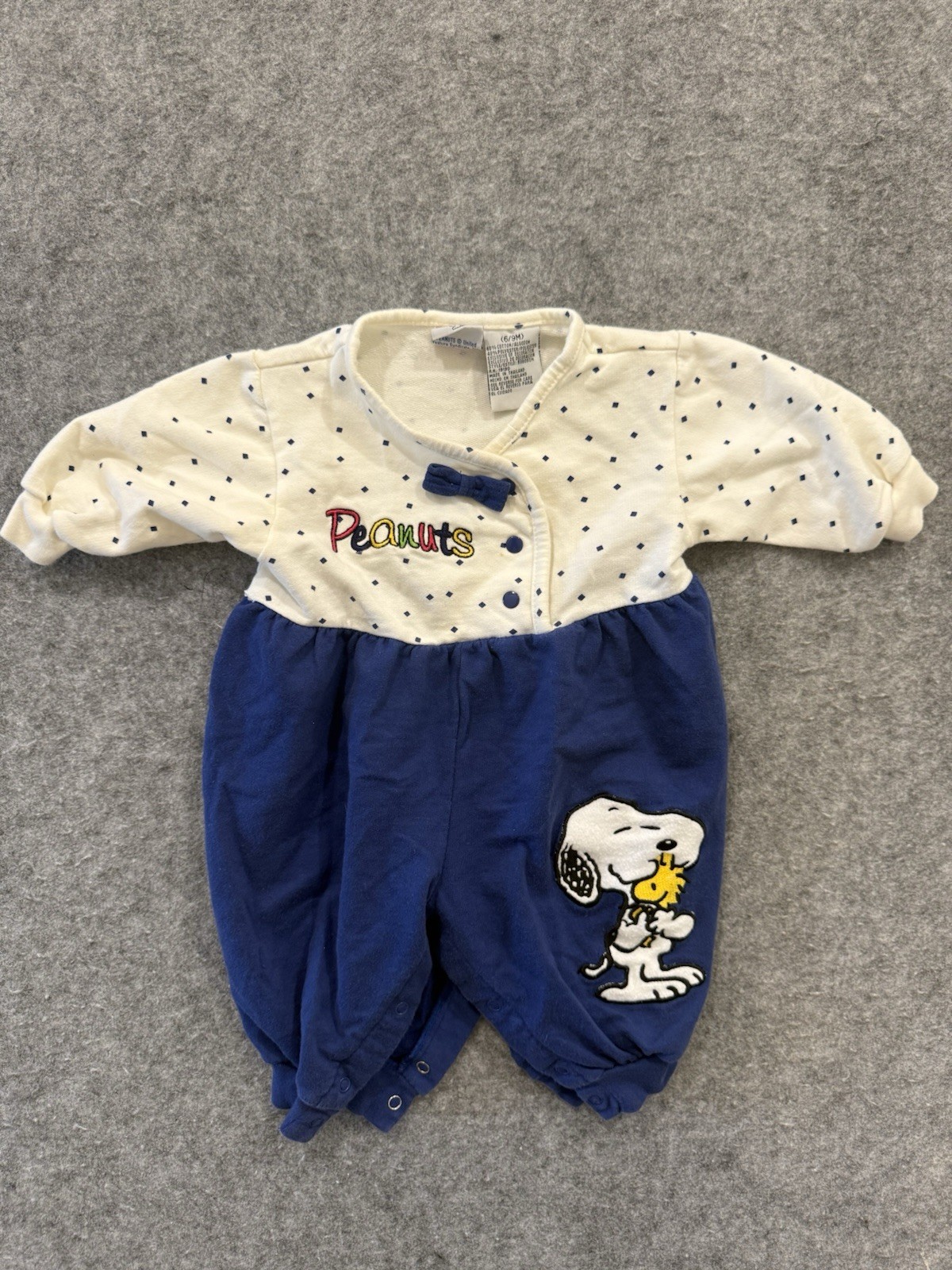 Vintage 90s Snoopy The Peanuts Baby Boy Romper 6-9M