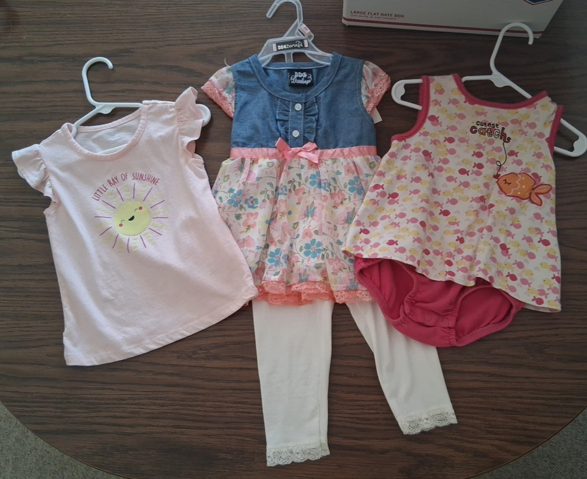 3 Baby Girl Clothes 24 mos DDG, Child Mine Carter’s Cutest Catch Romper Dress +