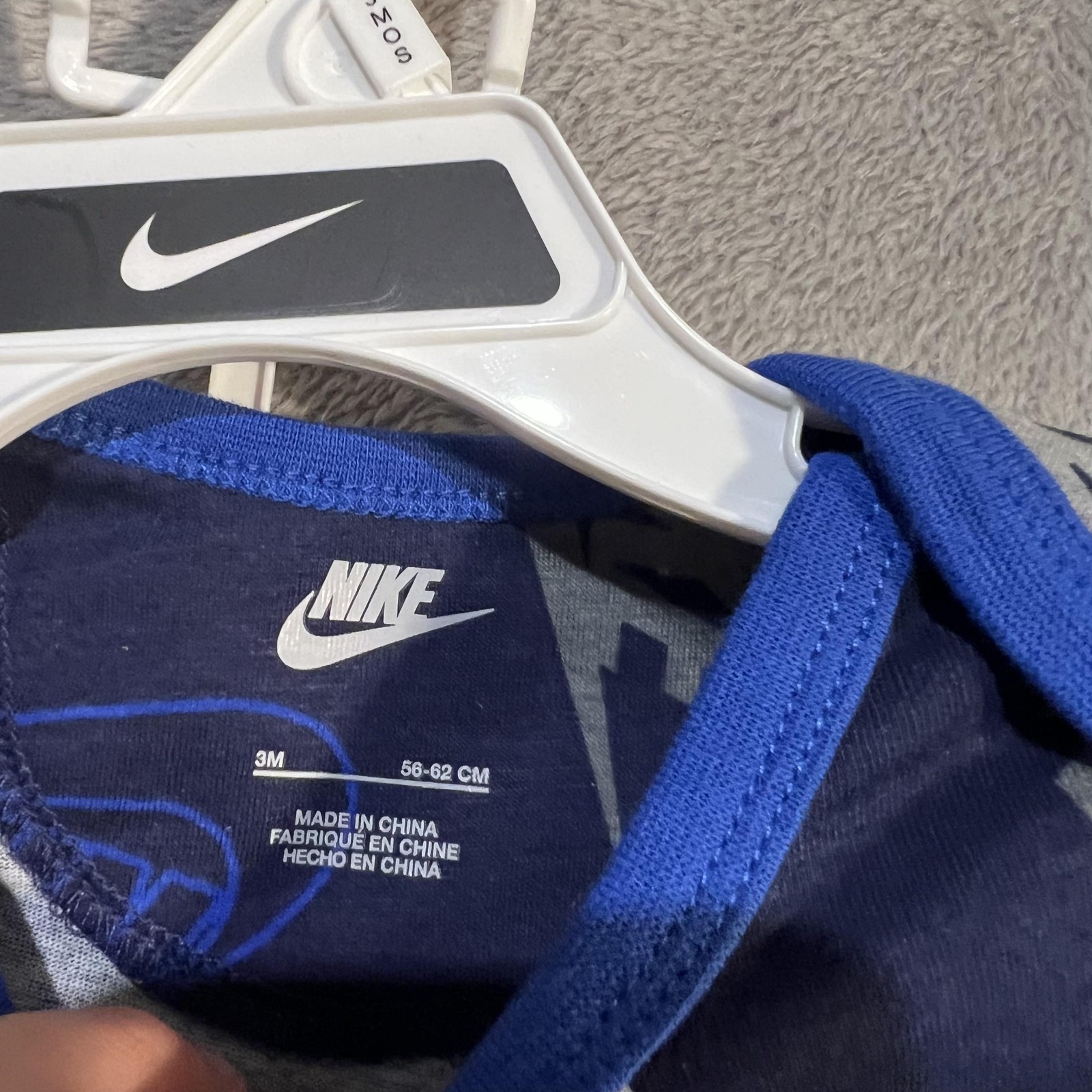 Nike 2-Piece Set Infant Boys 0-3M Blue Bodysuit Pants Allover Swoosh Logo