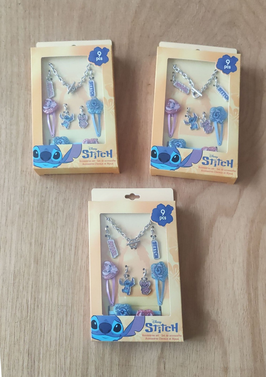 Bundle Of 3x Set Disney Stitch And Angel Accessories Set, 9 Pc Each Set