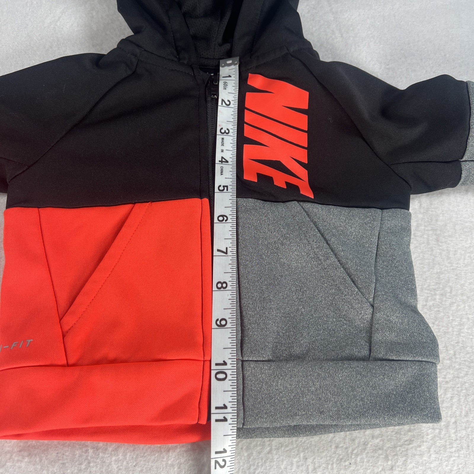 Nike: Hoodie/Long Sleeve Shirt & Sweat Pants Outfit Black Grey Orange 12 Months