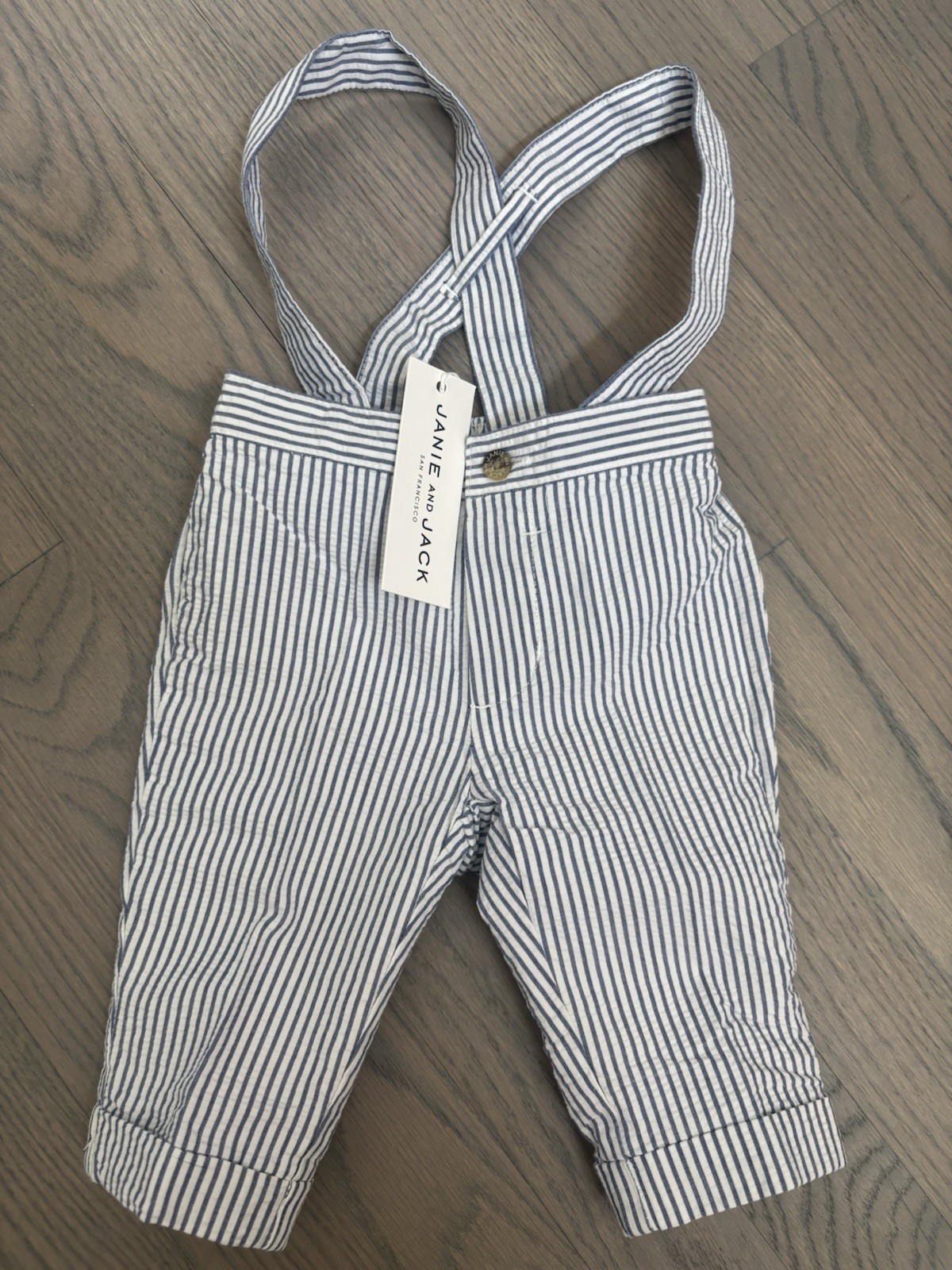 NWT Janie and Jack boy 5-piece EASTER blue seersucker overalls bodysuit SET 0 3