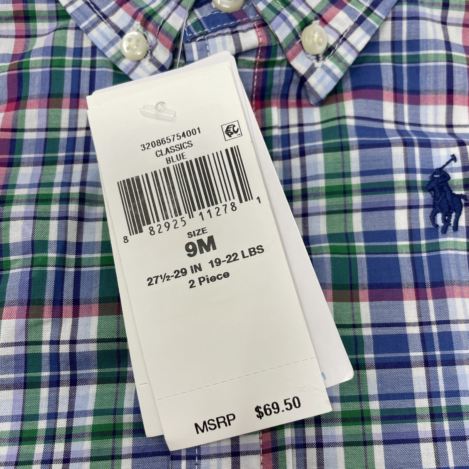 Polo Ralph Lauren Baby Boys 9M Polo Dress Shirt & Shorts Outfit Set, Spring