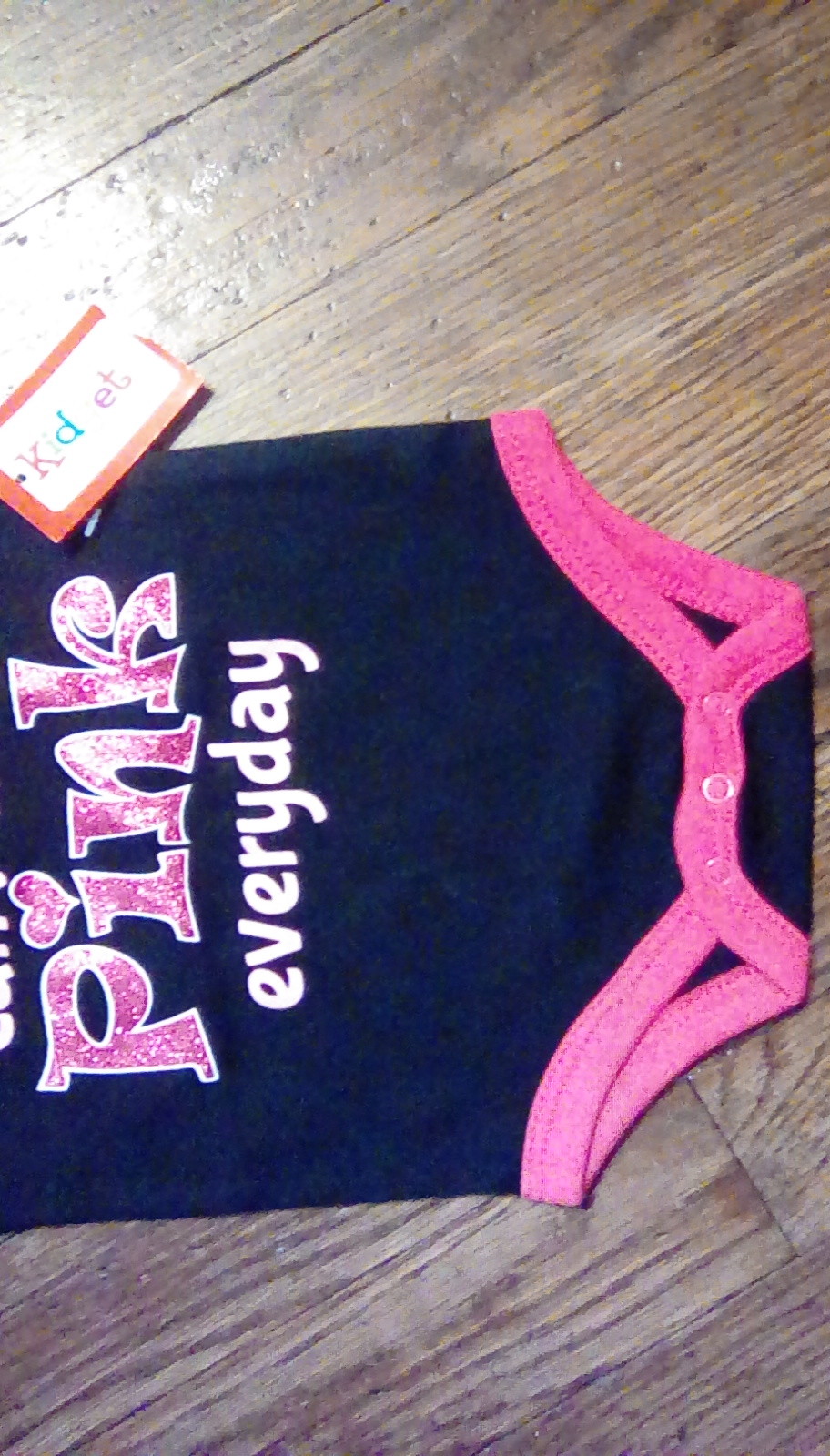 Kidgets Girls Size 0-3 Month 1 Piece Outfit Pink Black NWT (Bin*J)