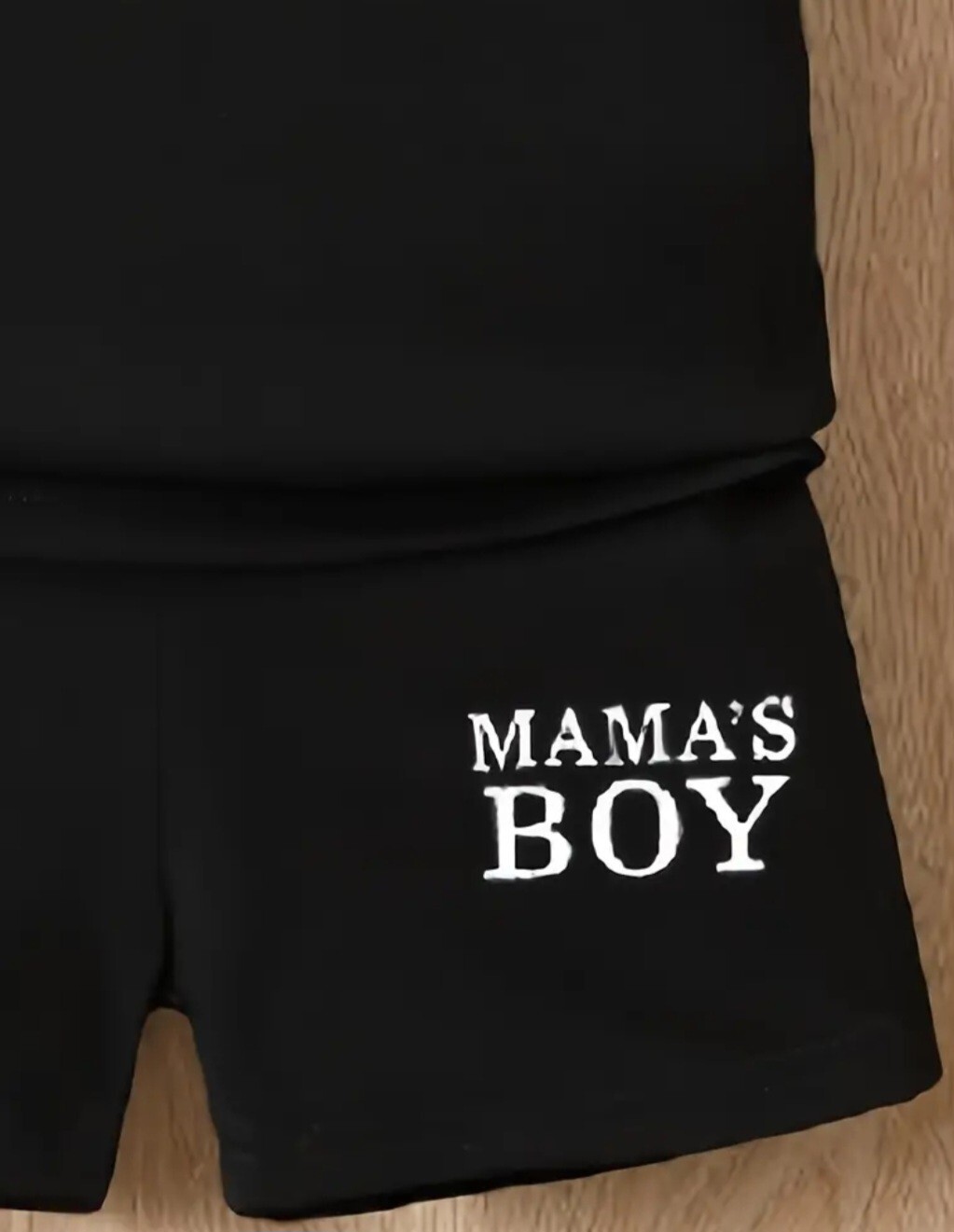 2 Piece Mamas Boy Summer Boys Black T-Shirt and Shorts Set Outfit Set 9-12 Month