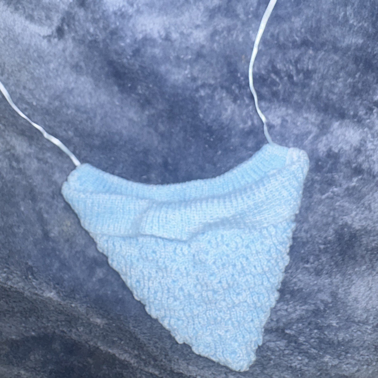 Blue Knit Newborn Unisex 4pc Outfit Set Hooded Button Sweater Pants Hat Mittens