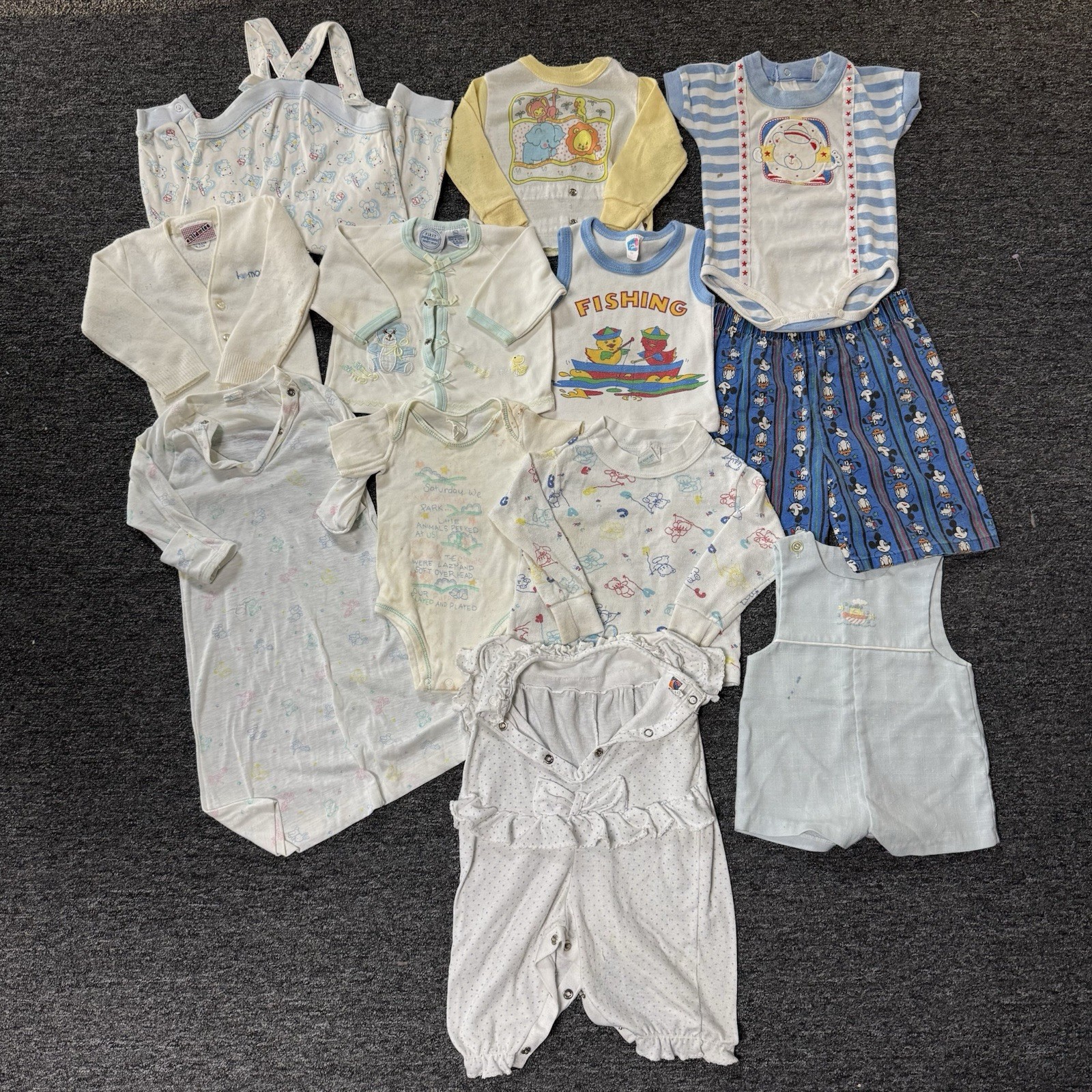 Vintage 80s / 90s Baby Toddlers Unisex White Clothing Bundle Lot Multiple Sizes