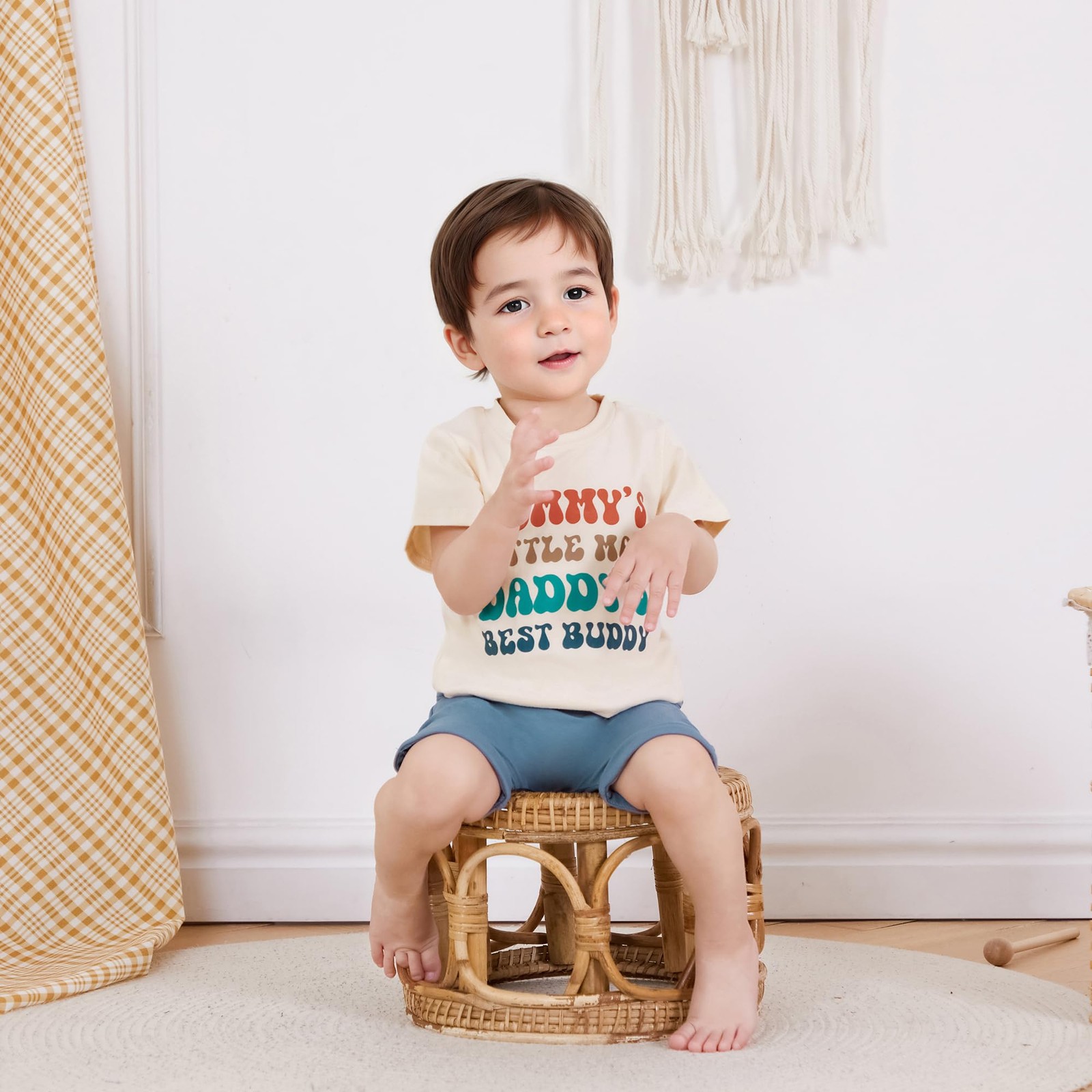 Toddler Baby Boy Summer Outfit Funny Letter T-Shirts Top Shorts Set Infant Bo…