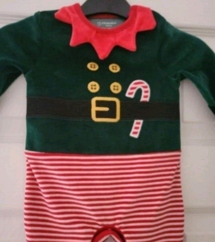 Infant Boy Primark Velour Christmas Elf Romper Outfit Size 0-3 Months NWOT
