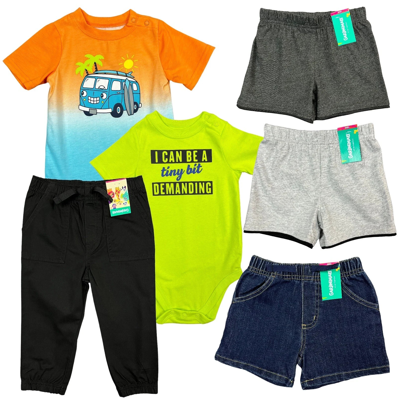 Garanimals Baby Boys Tops- Shorts-Joggers Set Size 18M Multicolor Lot of 6 Items