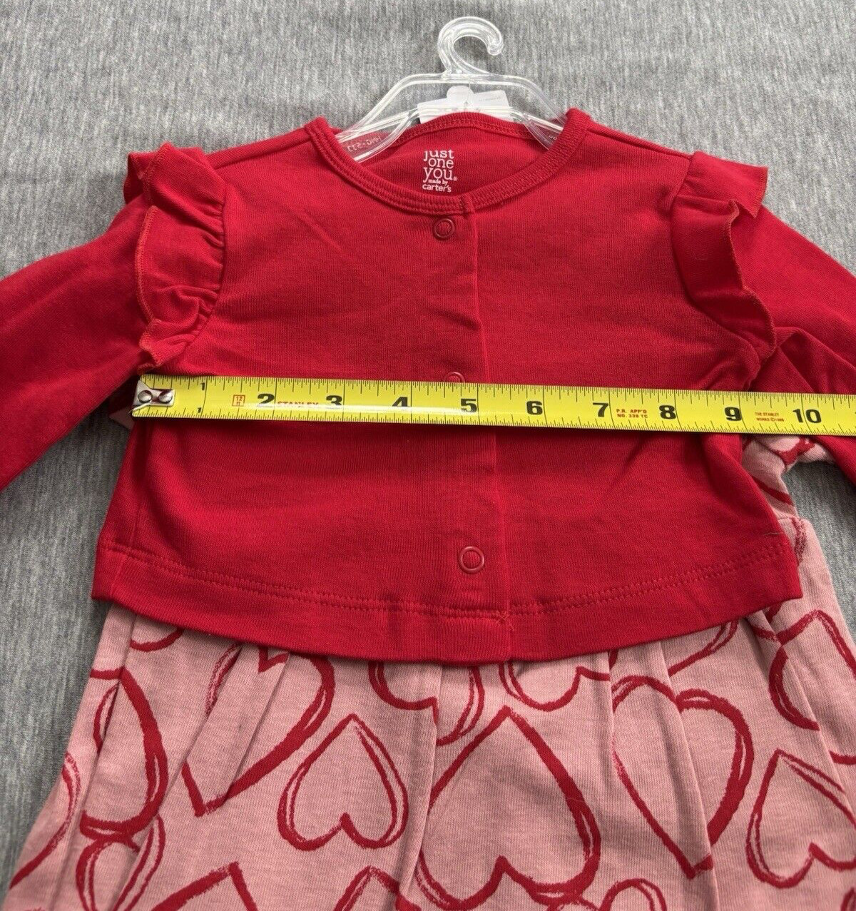 Carters Valentine’s Day (Girls 12M) 2-Piece Pink Hearts Bodysuit Dress & Red Top