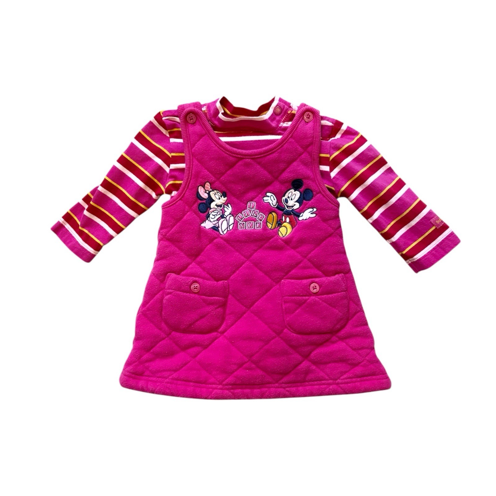 Vintage 90s Y2K Disney Mickey Minnie Quilted Jumper Set 6M