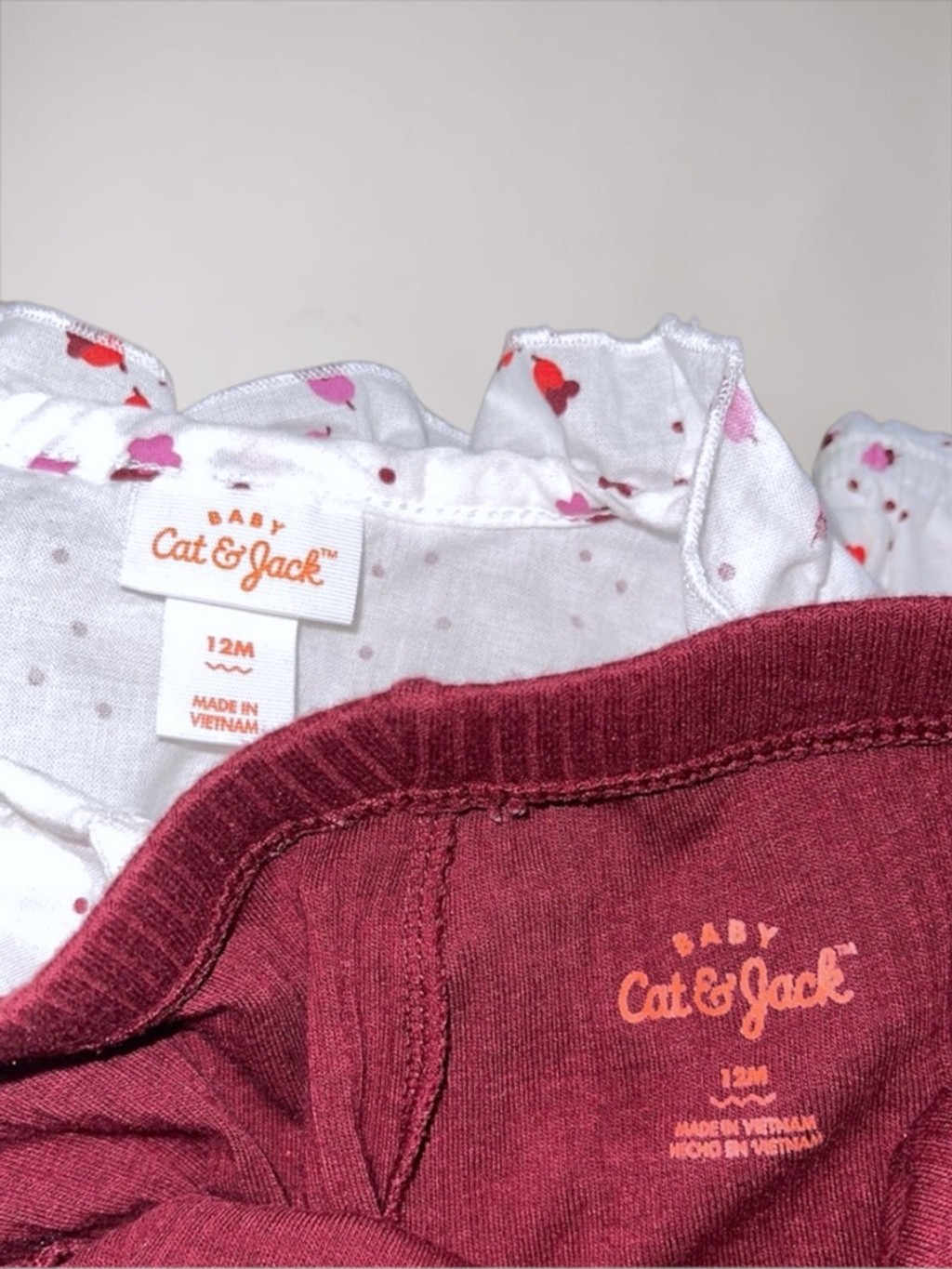 Cat & Jack Maroon Baby Girls’ 2-Piece Floral Tunic & Rib Leggings Set – Size 12M