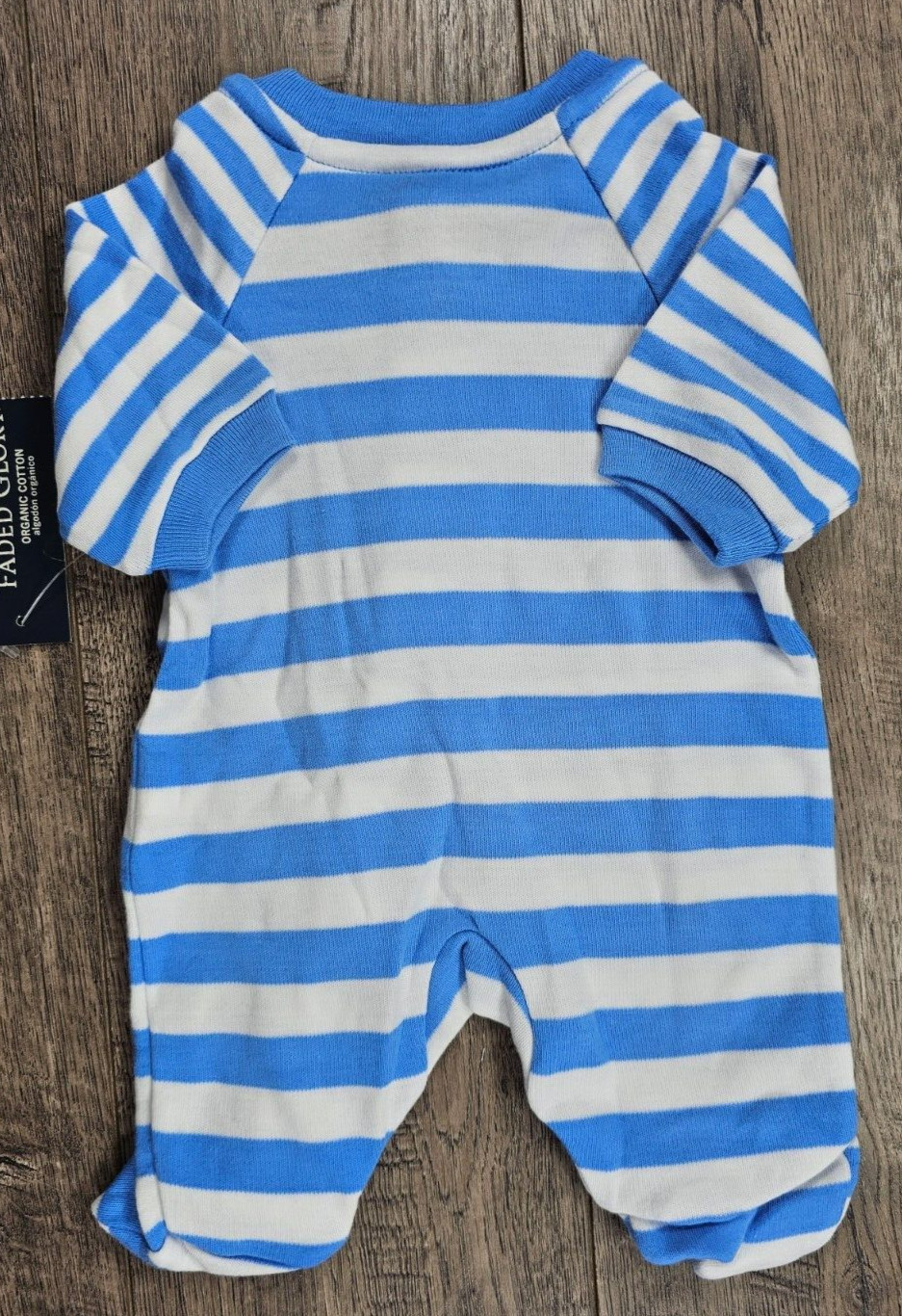 Baby Boy Clothes New Faded Glory Preemie Blue Striped Footed Outfit